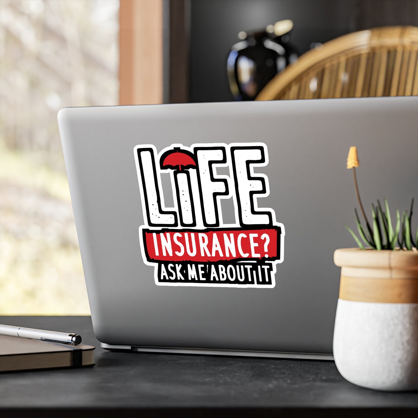 Life Insurance Ask Me About It - Insurance-agent Sticker for Laptop Sticker. Water Bottle Sticker, Vinyl Policy Decal - Insurance-agent Gift