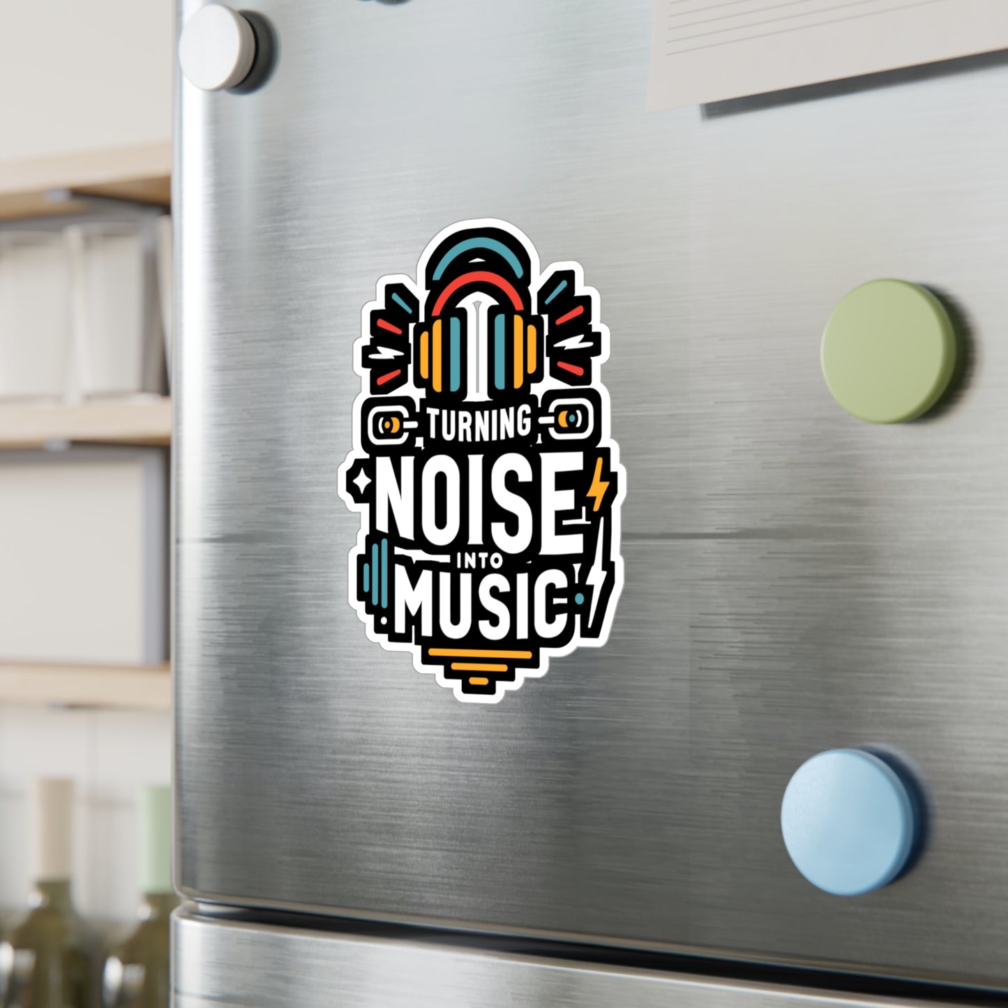 Turning noise into music - Audio-engineer Sticker for Laptop Sticker. Water Bottle Sticker, Vinyl Monitor Decal - Audio-engineer Gift