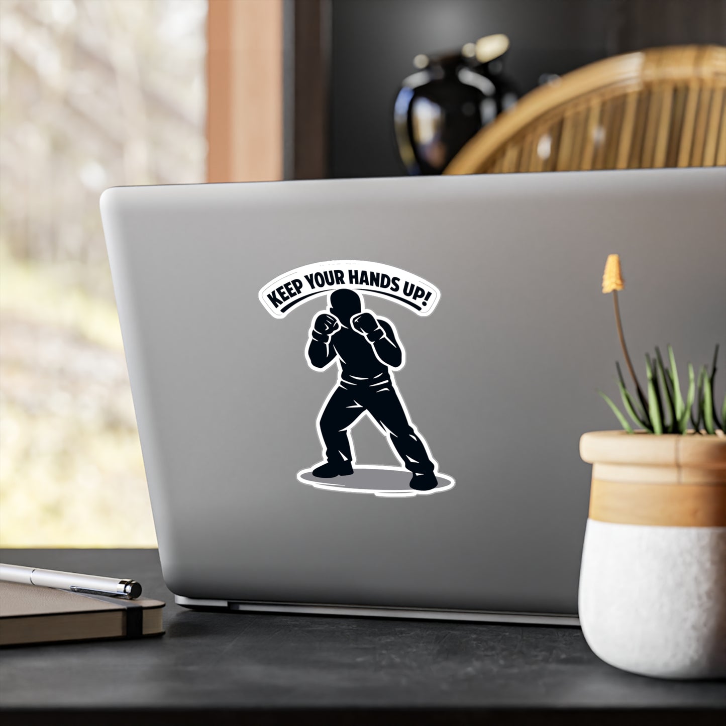 Krav Maga Sticker "Keep Your Hands Up!" Waterproof Vinyl Decals for Laptop, Water Bottle – Martial Arts Self Defense Fitness Gear