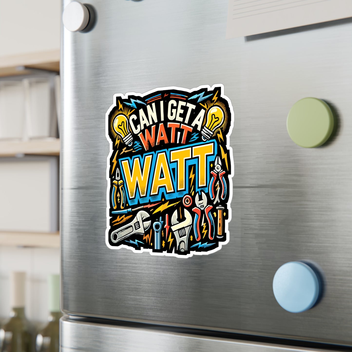 Can I Get A Watt Watt - Electrician Sticker for Laptop Sticker. Water Bottle Sticker, Vinyl Watt Decal - Electrician Gift