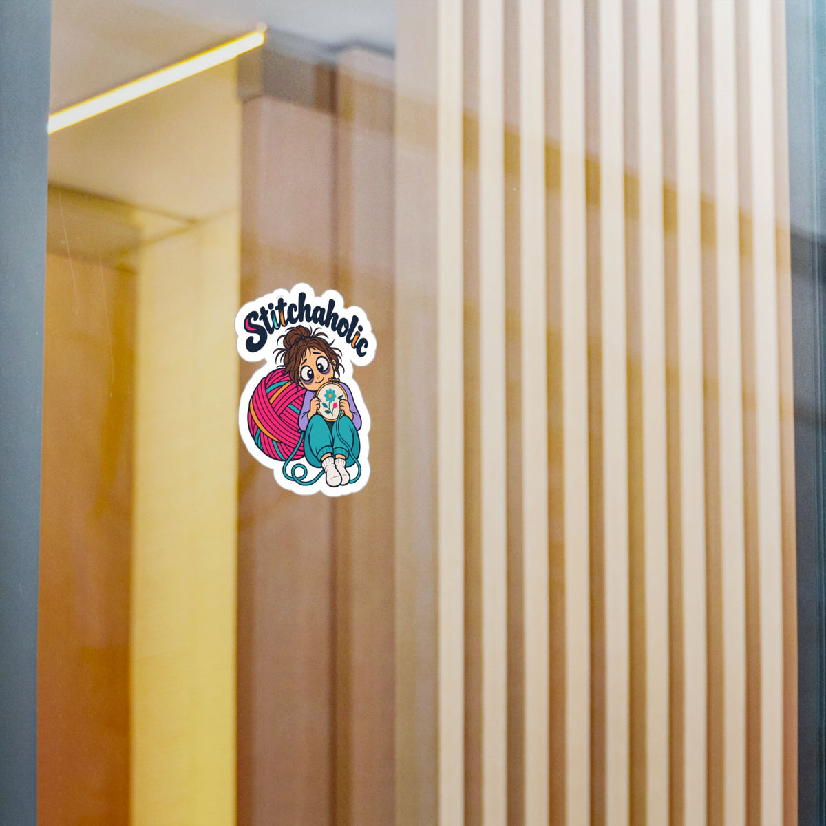 Embroidery Sticker "Stitchaholic" – Needlework-Inspired Decals for Stitching and Crafting Fans, Laptop and Water Bottle Decor