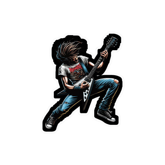 Guitar Headbang - Guitar Sticker for Car Window Laptop Sticker. Water Bottle Sticker, Vinyl Bass-player Decal, Treble Sticker - Guitar Gift