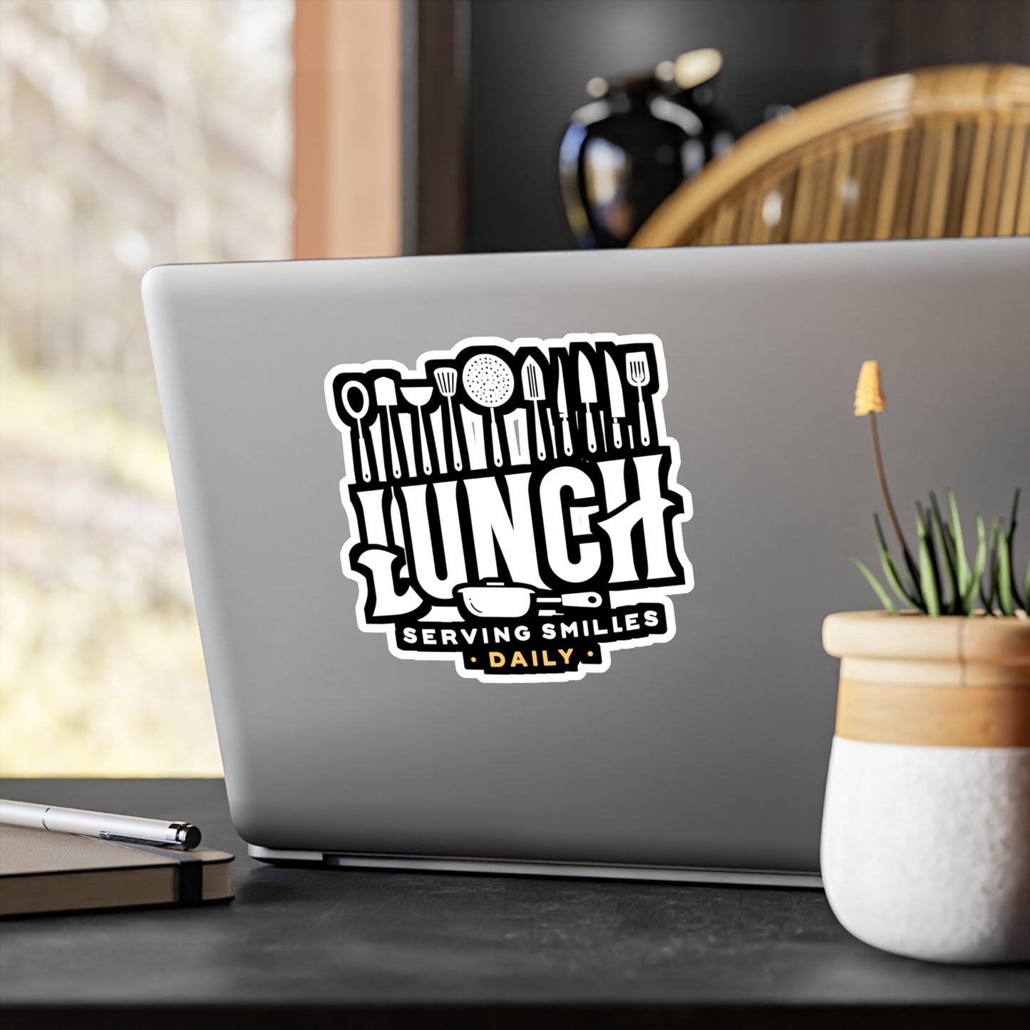 Lunch Serving smiles daily - Lunch lady Sticker for Laptop Sticker. Water Bottle Sticker, Vinyl Lunch Decal - Lunch lady Gift
