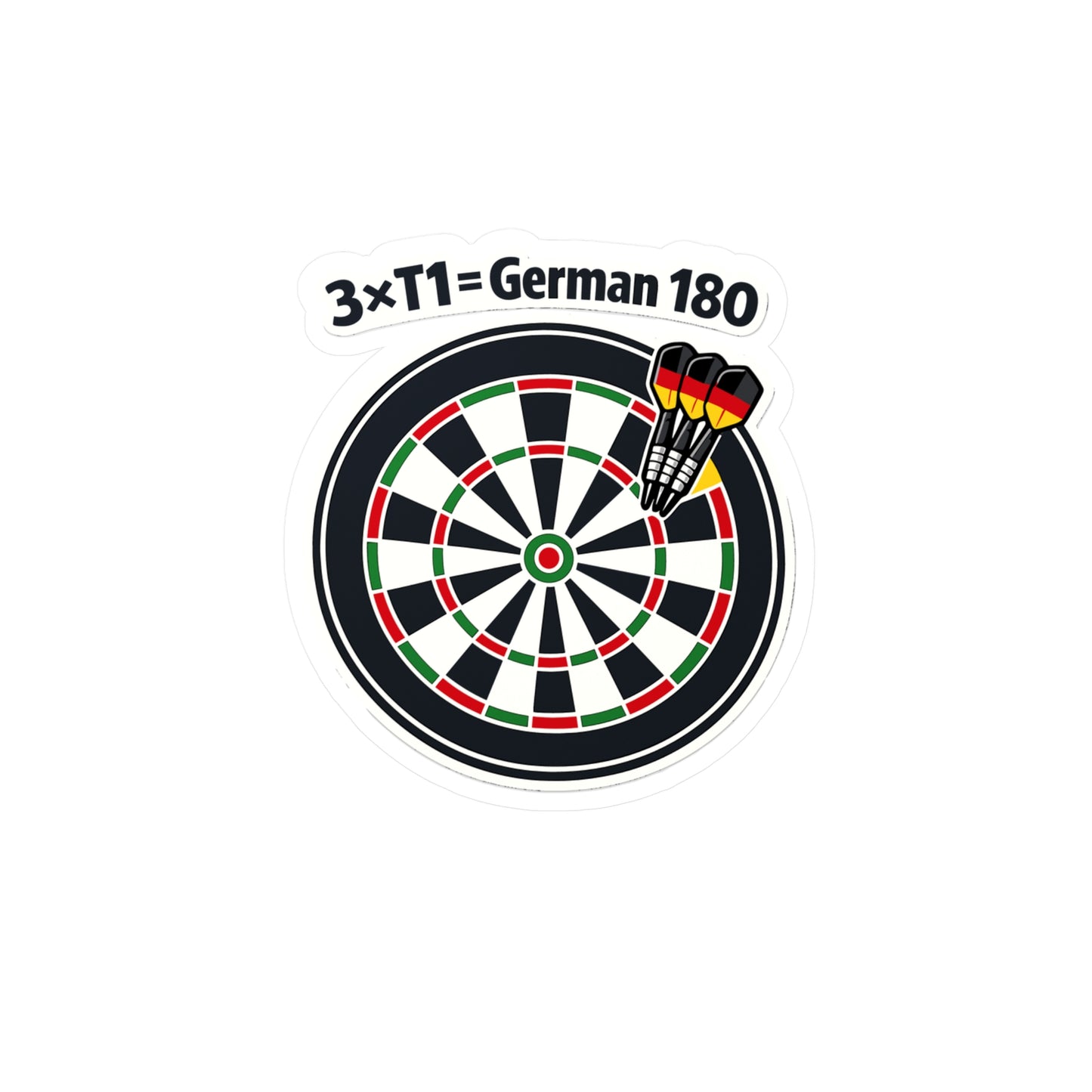 Dart Sticker 3×T1 = German 180 Funny Dartboard Decals, Waterproof Vinyl for Laptop Water Bottle, Drinking Team Arrow Design