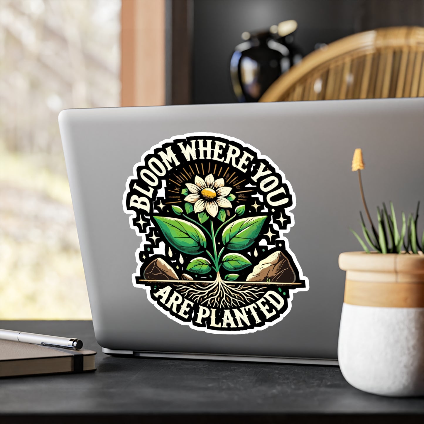 Bloom Where You Are Planted - Bloom Sticker for Laptop Sticker. Water Bottle Sticker, Vinyl Growth Decal - Bloom Gift