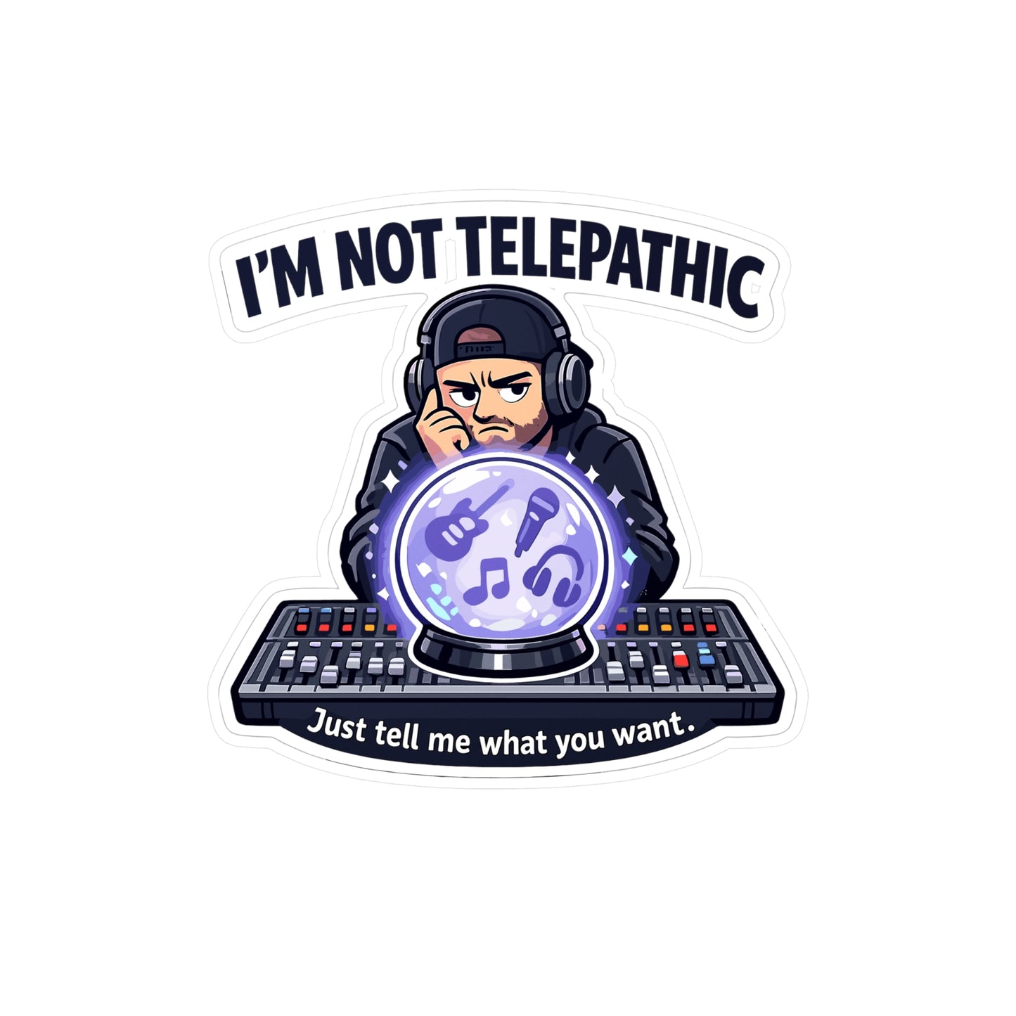 Audio Engineer Sticker I’m Not Telepathic Funny Sound Engineer Decals Waterproof Vinyl for Laptop Water Bottle Monitor Audio Technician