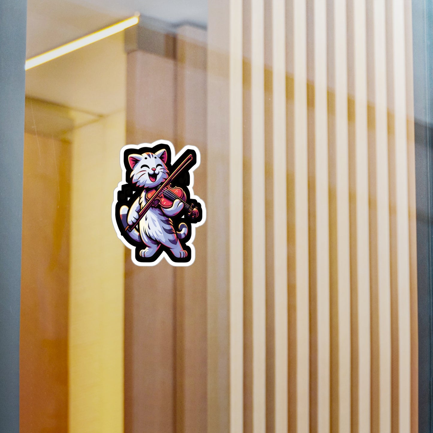 Musician Cat Violin - Violin Sticker for Car Window Laptop Sticker. Water Bottle Sticker, Vinyl Treble Decal, Pitch Sticker - Violin Gift