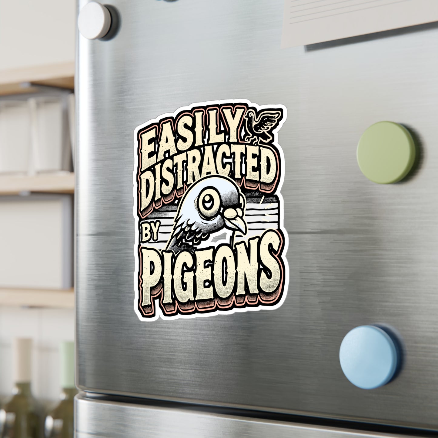 Easily Distracted By Pigeons – Vinyl Pigeon Decal for Laptop or Water Bottle | Bird Lover Gift
