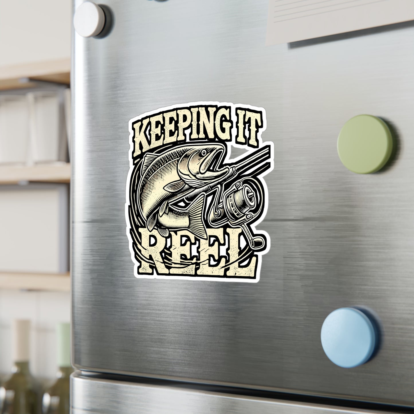 Keeping It Reel - Fishing Sticker for Car Window Laptop Sticker. Water Bottle Sticker, Vinyl Angling Decal, Lake Sticker - Fishing Gift