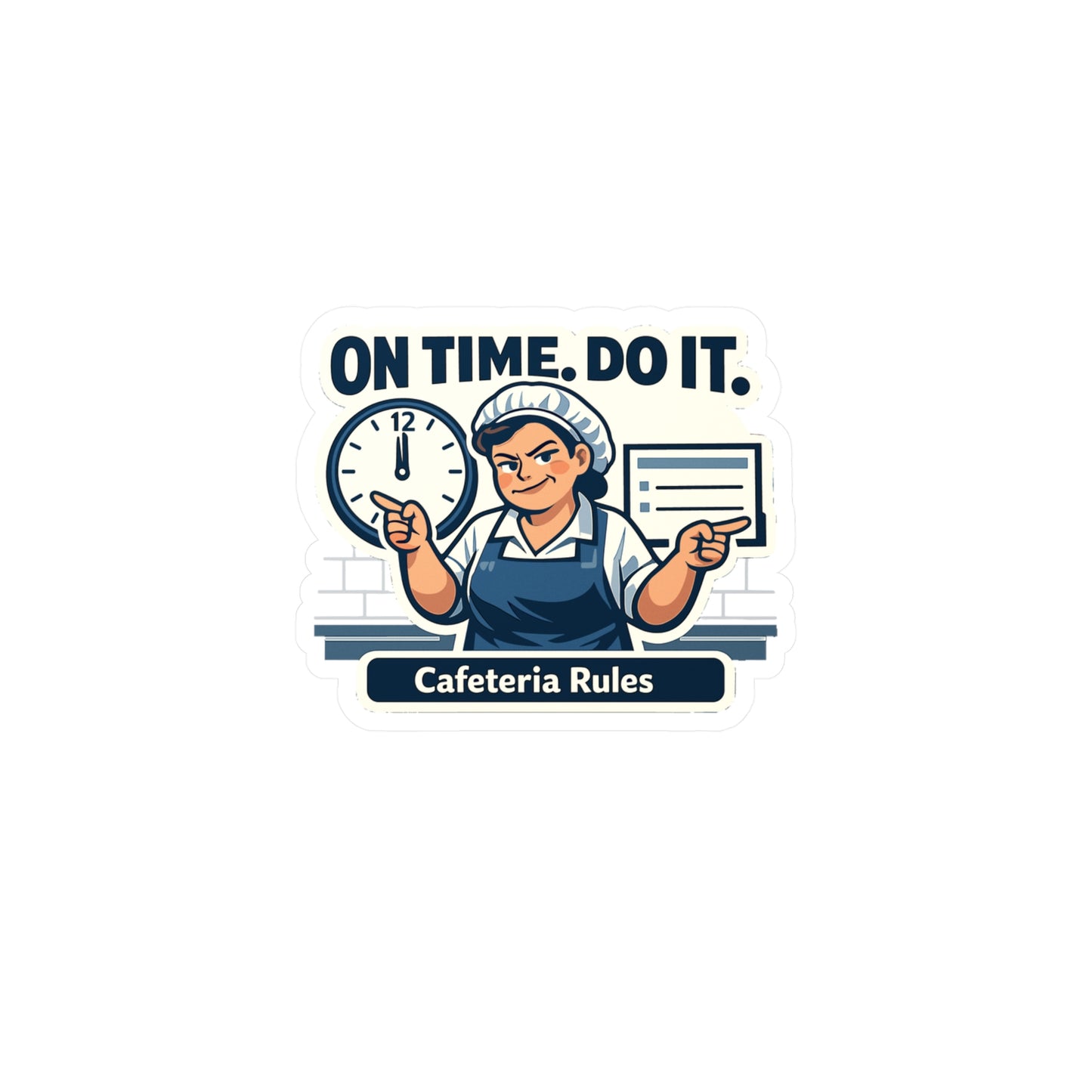 Lunch Lady Sticker On Time. Do It. Funny School Canteen Staff Waterproof Vinyl sticker Decals for Laptop, Water Bottle