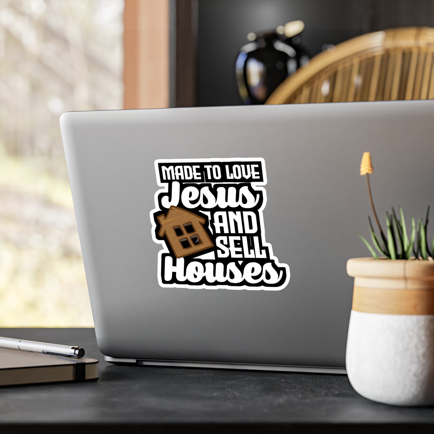 Made To Love Jesus And Sell Houses - Realtor Sticker for Laptop Sticker. Water Bottle Sticker, Vinyl Closure Decal - Realtor Gift