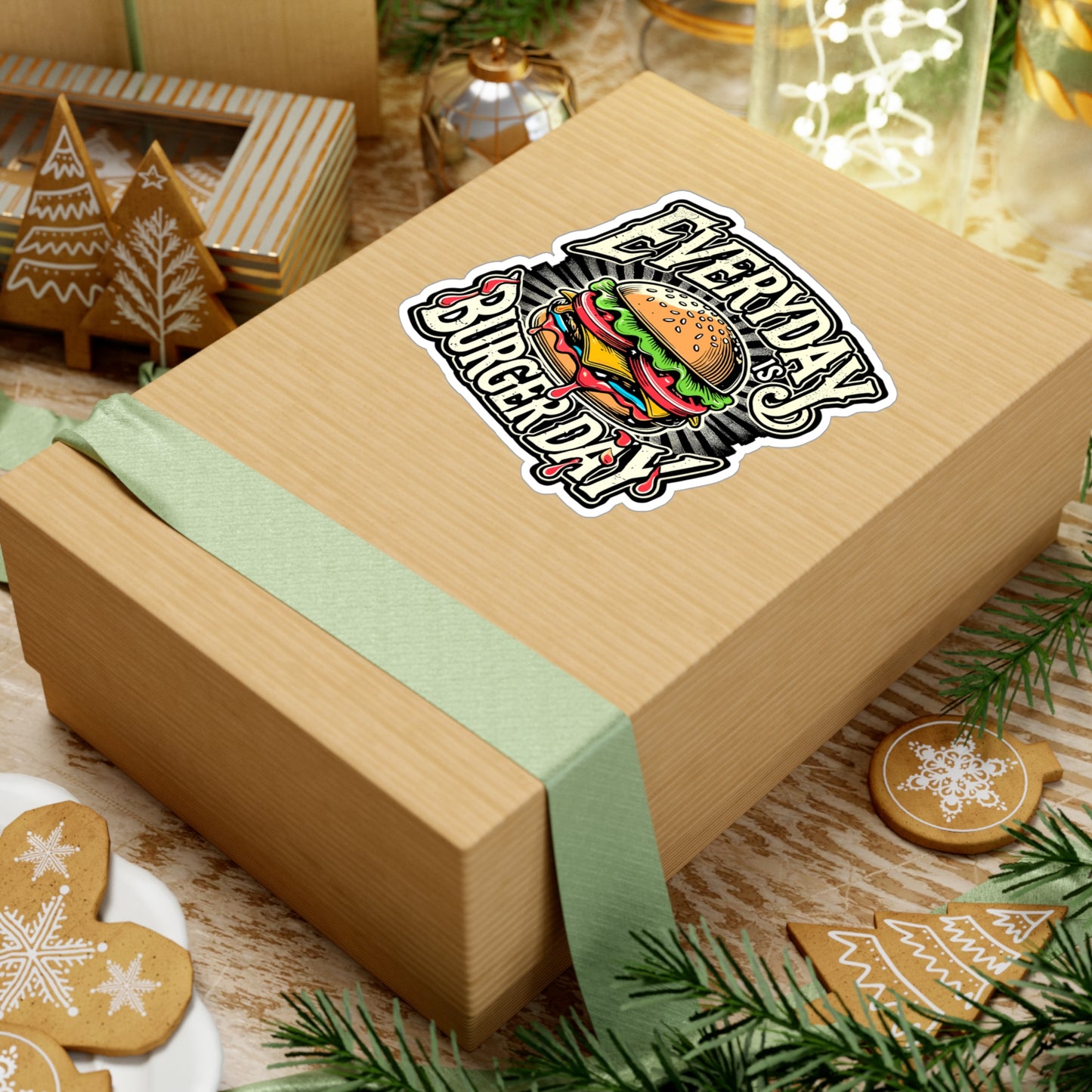 Everyday Is Burger Day – Cheeseburger Vinyl Decal for Laptop or Water Bottle | Fun Burger Gift for Food Lovers