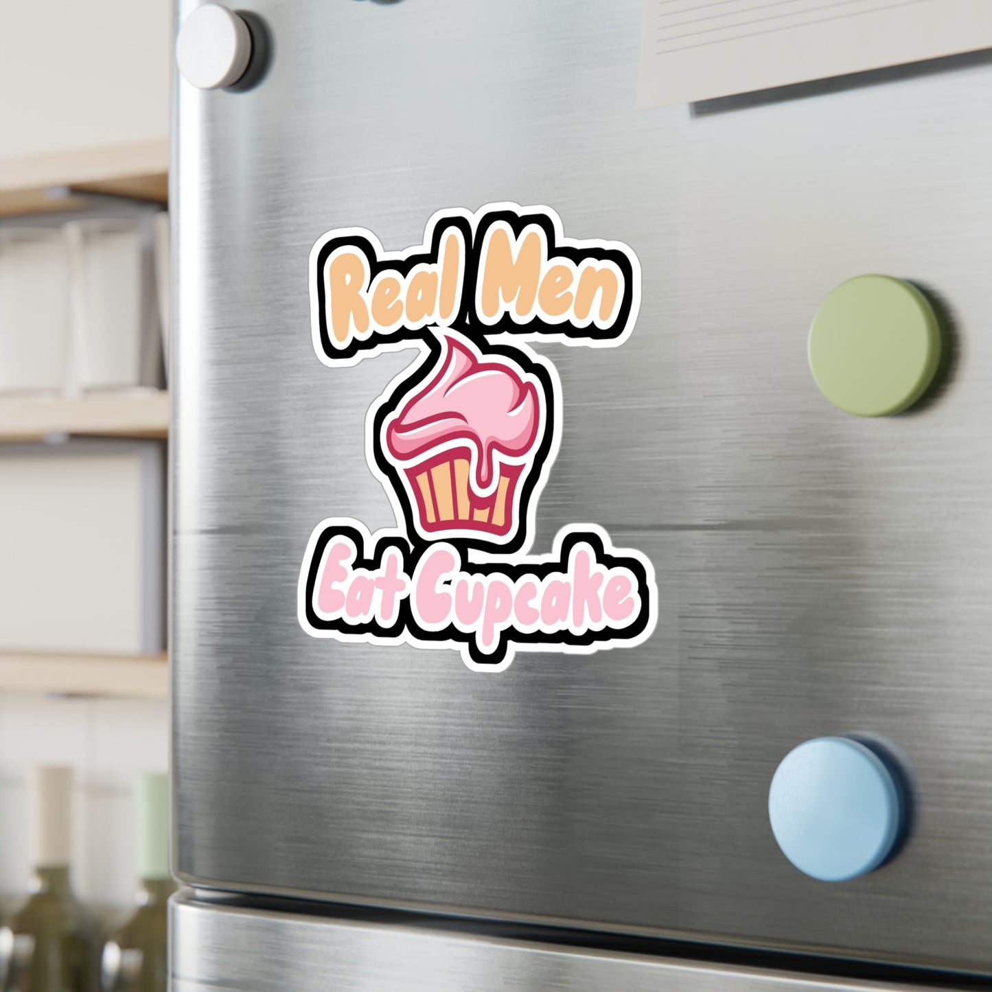 Real Men Eat Cupcake - Baker Sticker for Wall, Laptop, Window, Truck, Car Baker Gift Vinyl Baking Decal Sticker
