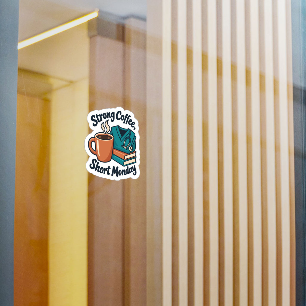 Nurse Sticker – Strong Coffee, Short Monday Funny Nursing Student Decals for Laptop, Water Bottle, Waterproof Vinyl