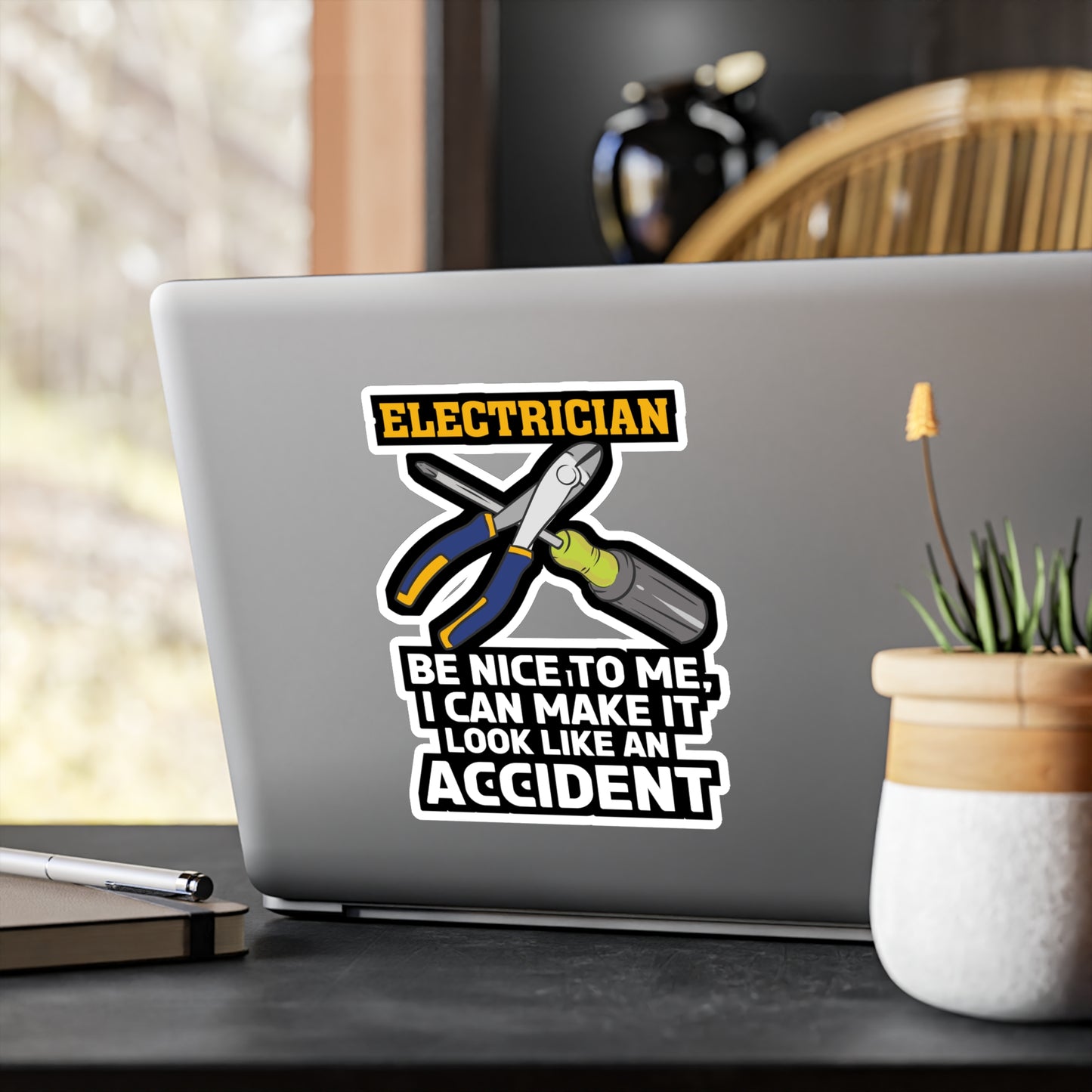 Look Like An Accident Electrician - Electrician Sticker for Laptop Sticker. Water Bottle Sticker, Vinyl Stripper Decal - Electrician Gift
