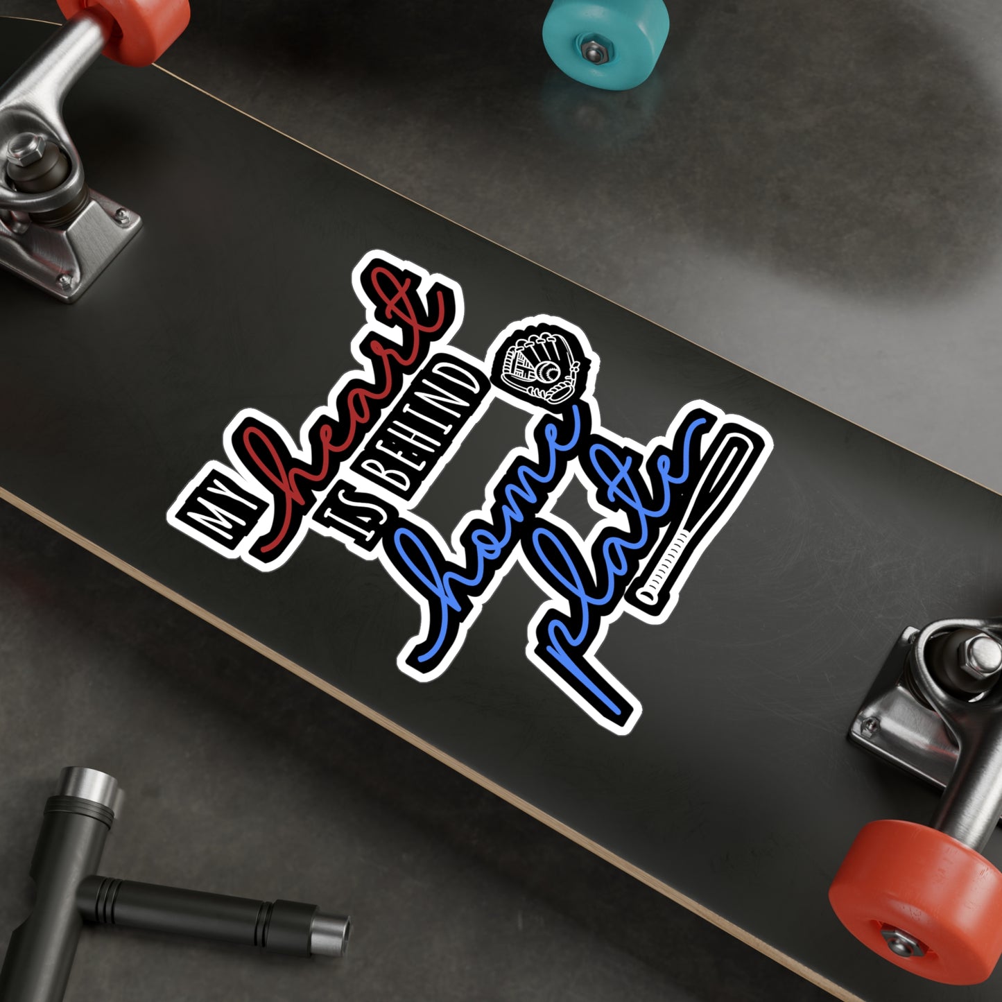 My Heart Is Behind Home Plate - Baseball Sticker for Laptop Sticker. Water Bottle Sticker, Vinyl Softball Decal - Baseball Gift