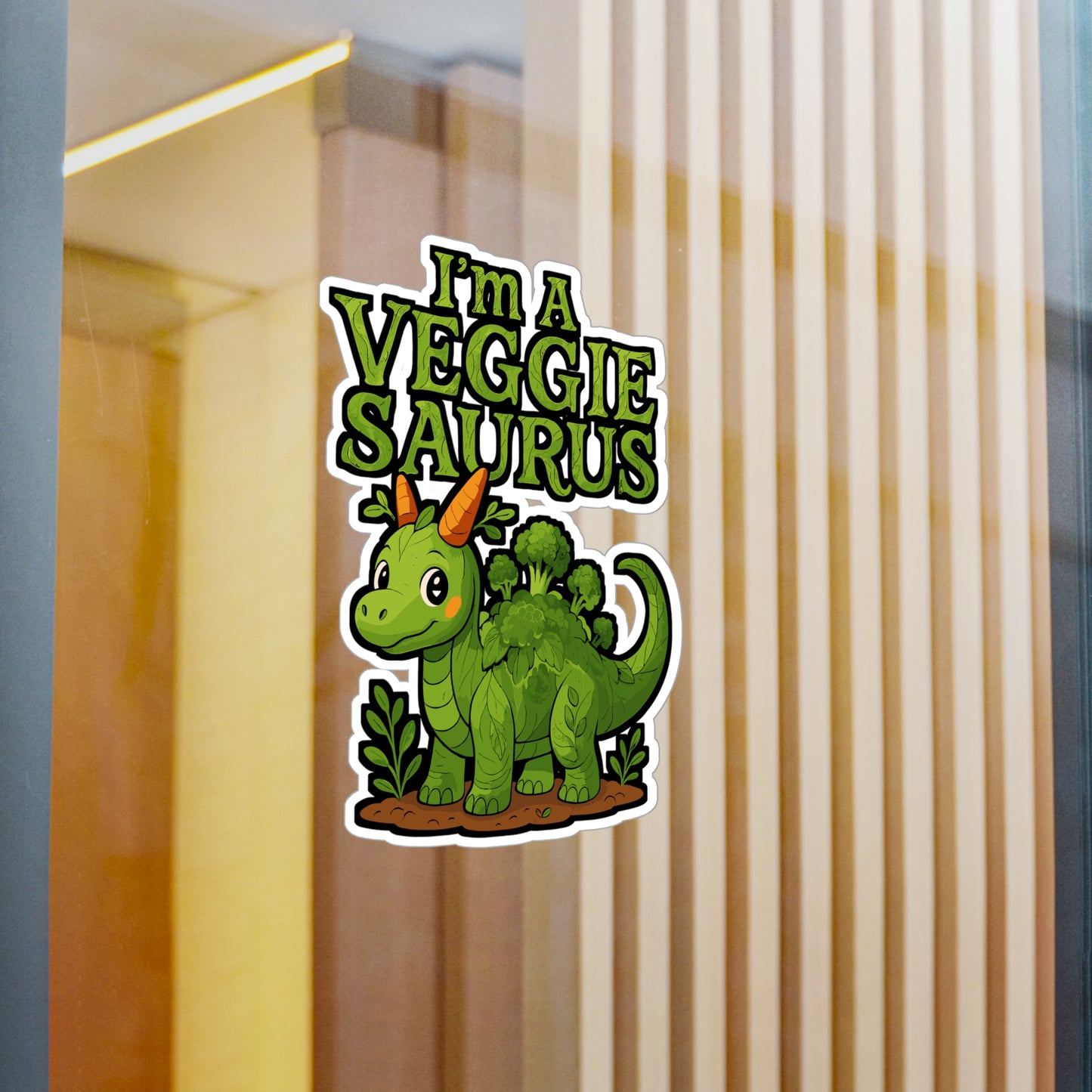 I'm A Veggie Saurus – Vinyl Sticker for Laptop or Water Bottle | Plant Powered Dinosaur Gift, Vegan Humor Decal