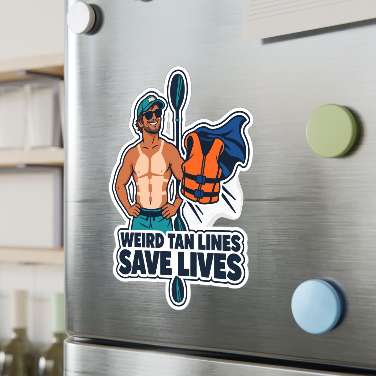 Kayak Sticker - Weird Tan Lines Save Lives, Funny Kayaker Decals for Laptop or Water Bottle, Kayaking and Rowing Humor