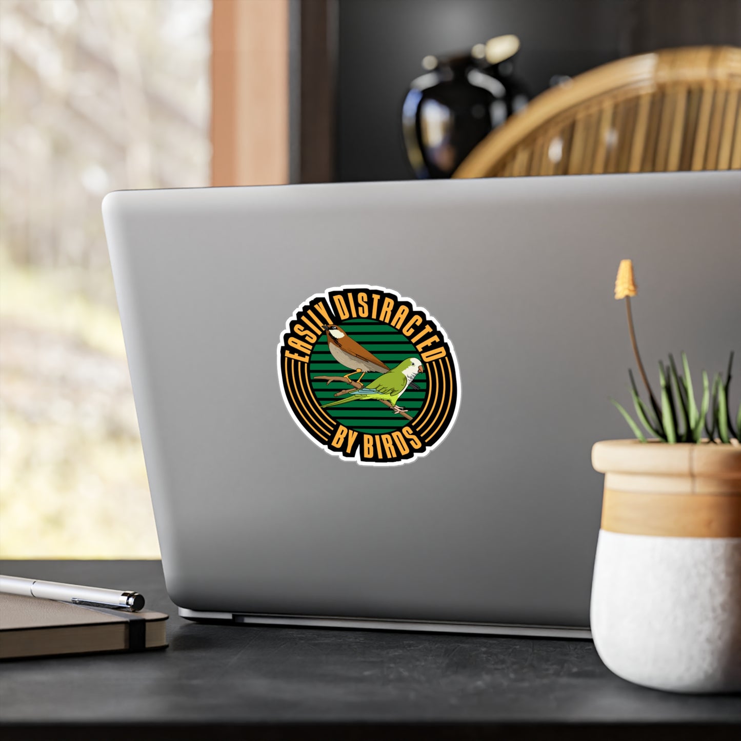 Easily Distracted By Birds - Birdwatcher Sticker for Laptop Sticker. Water Bottle Sticker, Vinyl Binocular Decal - Birdwatcher Gift