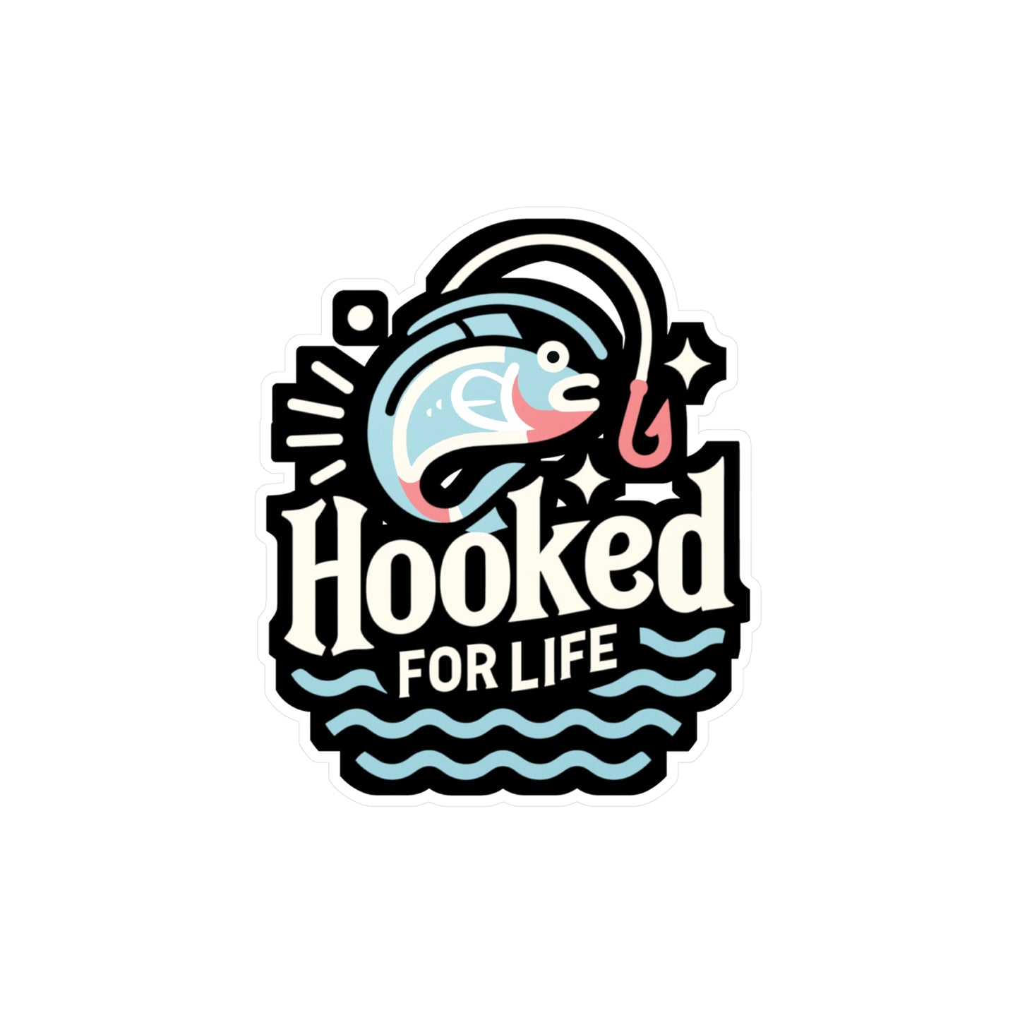 Hooked for life - Fishing Sticker for Car Window Laptop Sticker. Water Bottle Sticker, Vinyl Angling Decal, Lake Sticker - Fishing Gift