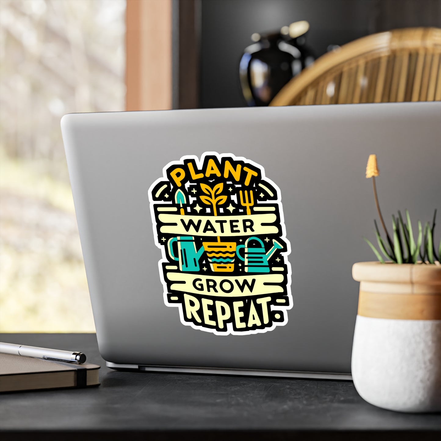 Plant Water Grow Repeat - Gardening Sticker for Laptop Sticker. Water Bottle Sticker, Vinyl Landscaper Decal - Gardening Gift