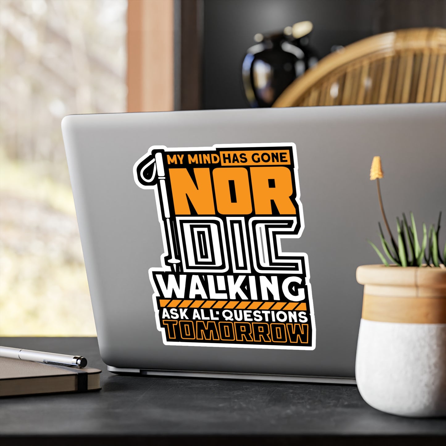 My Mind Has Gone Nordic Walking - Sports Sticker for Laptop Sticker. Water Bottle Sticker, Vinyl Nature Decal - Sports Gift
