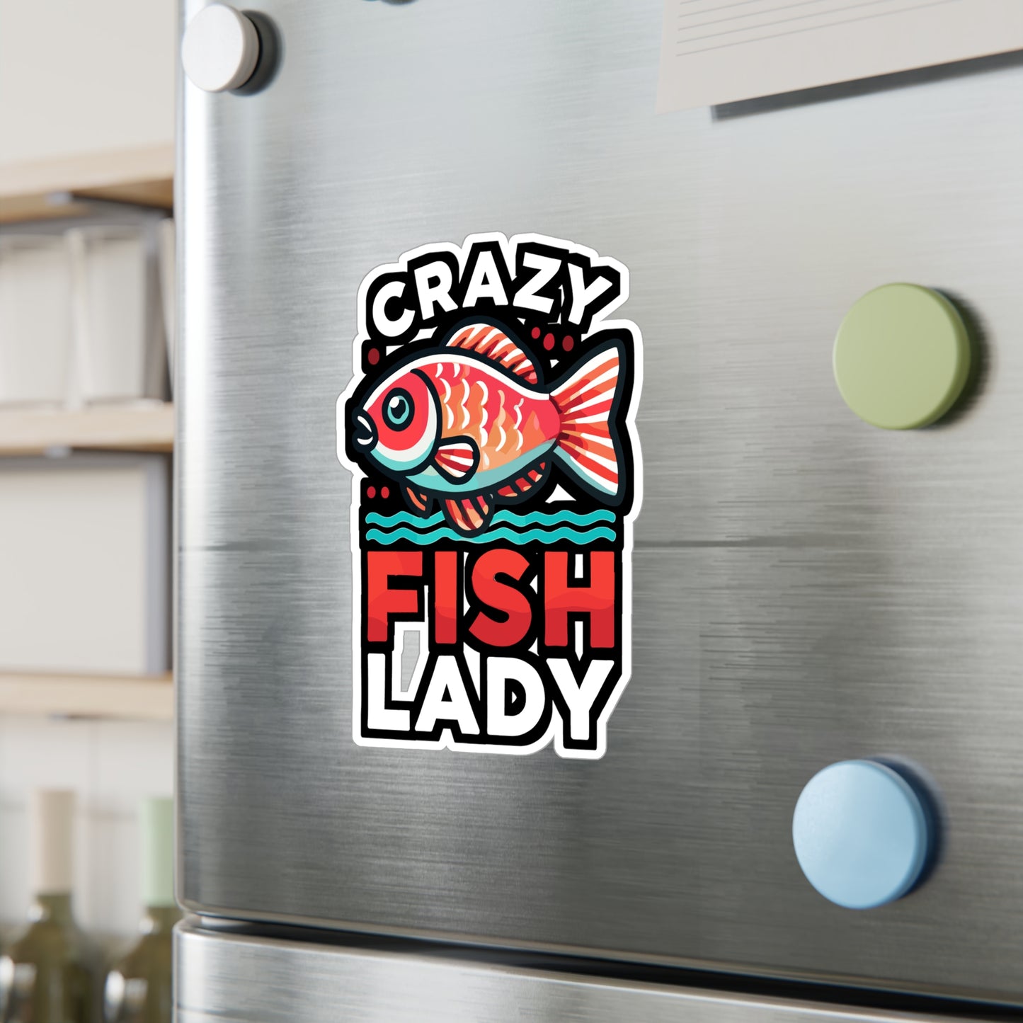 Crazy Fish Lady - Aquarist Sticker for Window Laptop Sticker. Water Bottle Sticker, Vinyl Aquarium Decal - Aquarist Gift