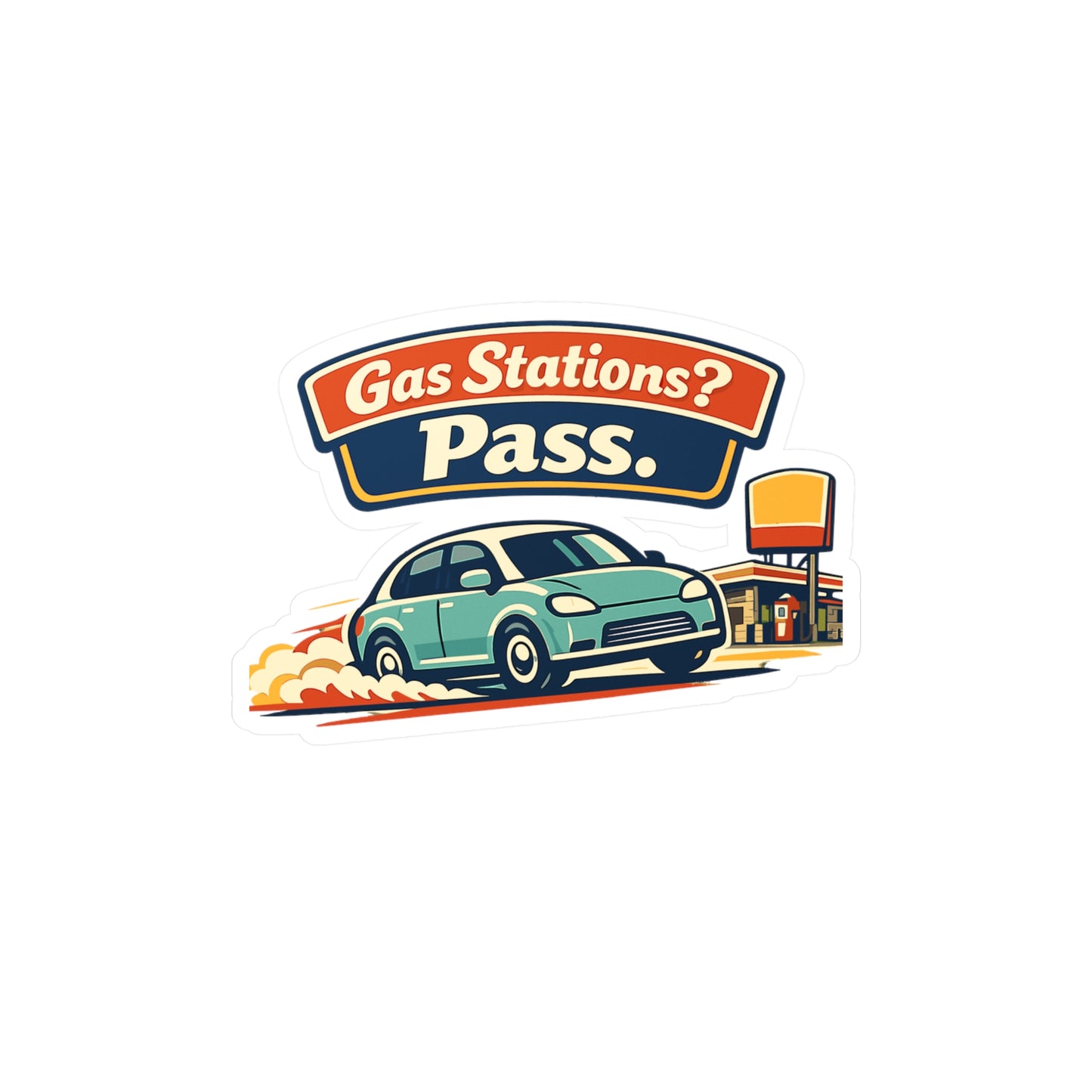 Electric Car Sticker “Gas Stations? Pass.” Electric Vehicle Decals, Waterproof Vinyl Rechargeable Battery Theme for Laptop Water Bottle