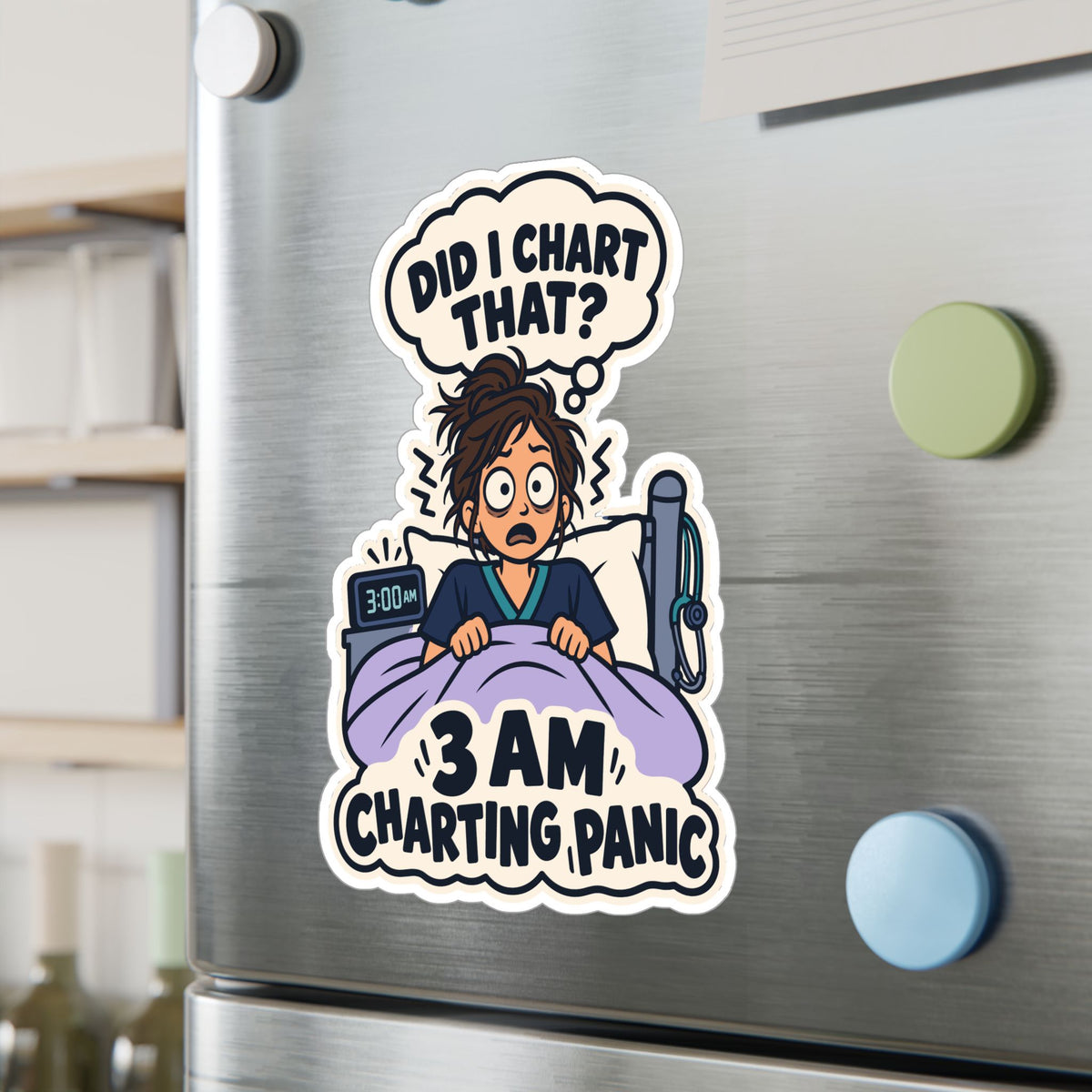 Nurse Sticker 3 AM Charting Panic Decals for Laptop and Water Bottle, Waterproof Vinyl Gift for Nursing Student School Degree