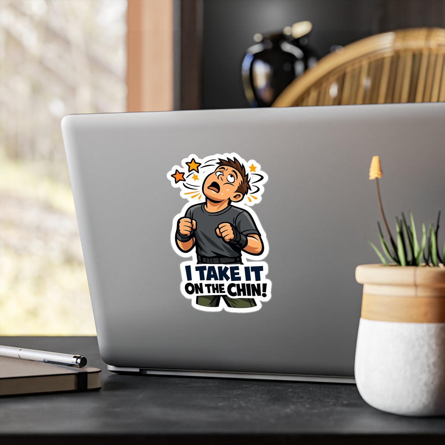 Krav Maga Sticker "I Take It on the Chin!" – Waterproof Vinyl decals for Laptop, Water Bottle, martial arts self defense fitness