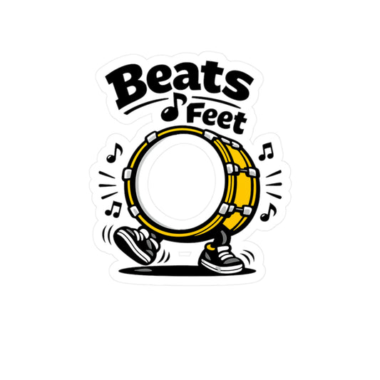 Marching Band Sticker "Beats & Feet" Waterproof Vinyl Sticker Decals for Laptop Water Bottle, Drummer Band Director Mellophone Gift