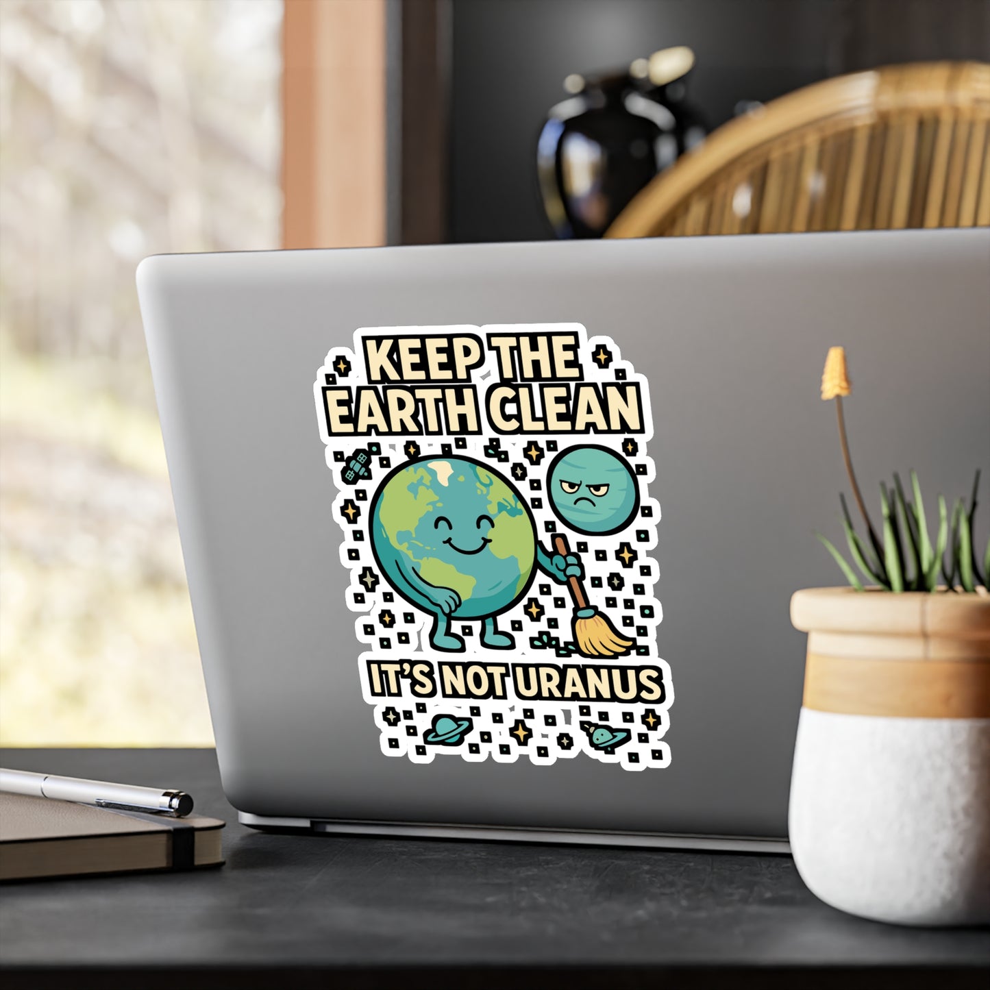 Keep The Earth Clean It's Not Uranus – Funny Environment Sticker, Vinyl Decal for Laptop or Water Bottle | Eco-Friendly Gift