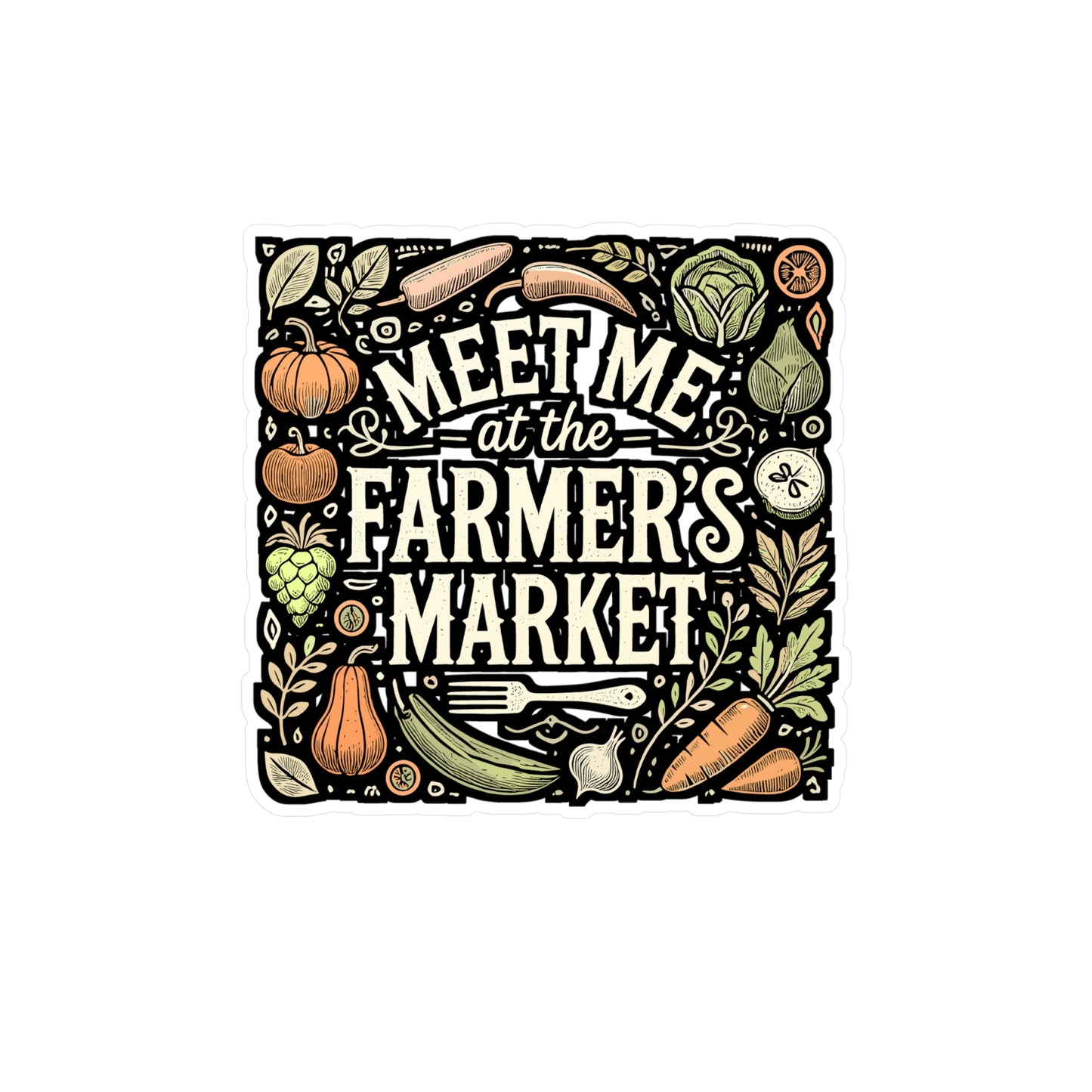 Meet Me At The Farmer's Market – Vinyl Sticker for Laptop or Water Bottle | Tractor Decal & Rustic Farm Gift