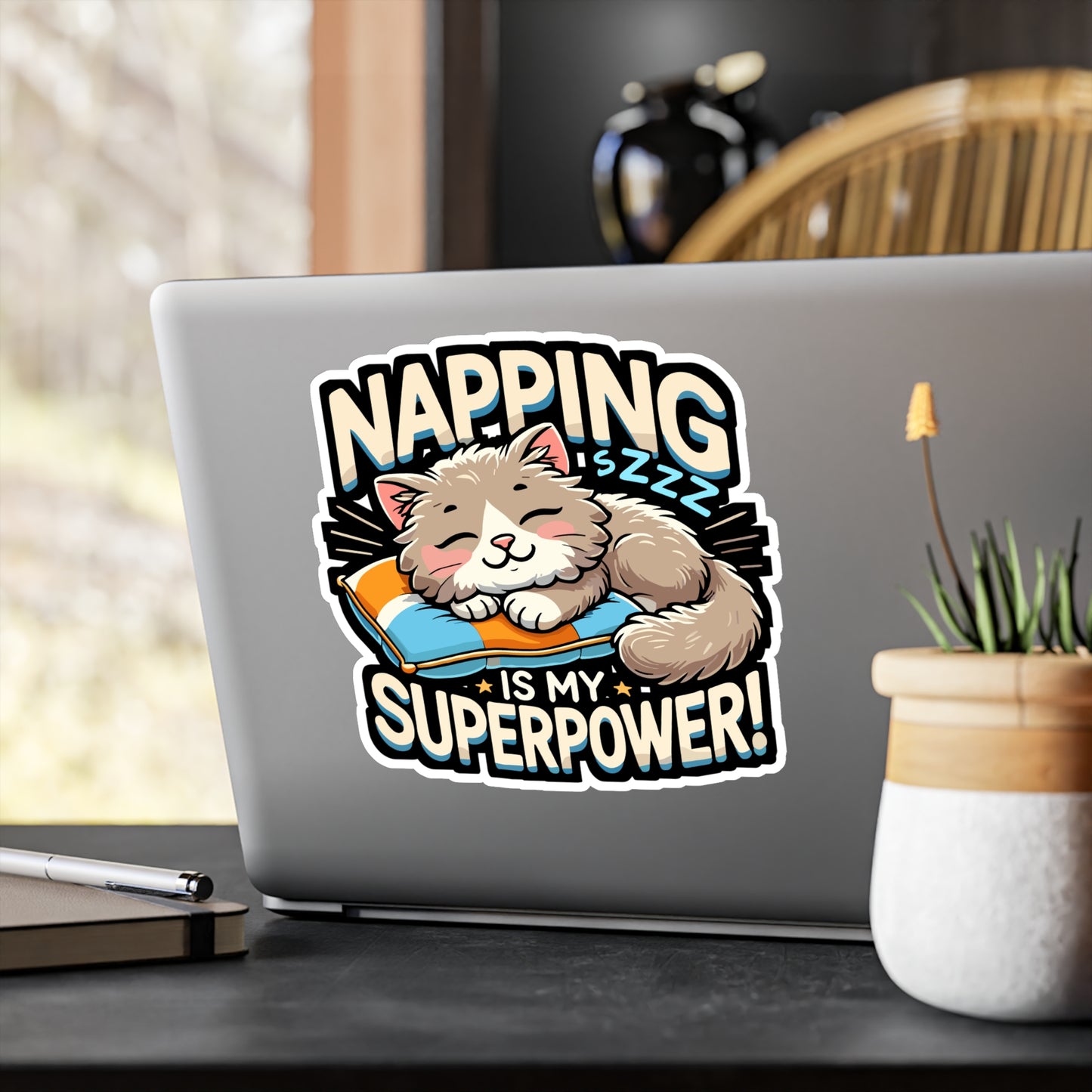 Napping is My Superpower - Napping Sticker for Laptop Sticker. Water Bottle Sticker, Vinyl Superpower Decal - Napping Gift