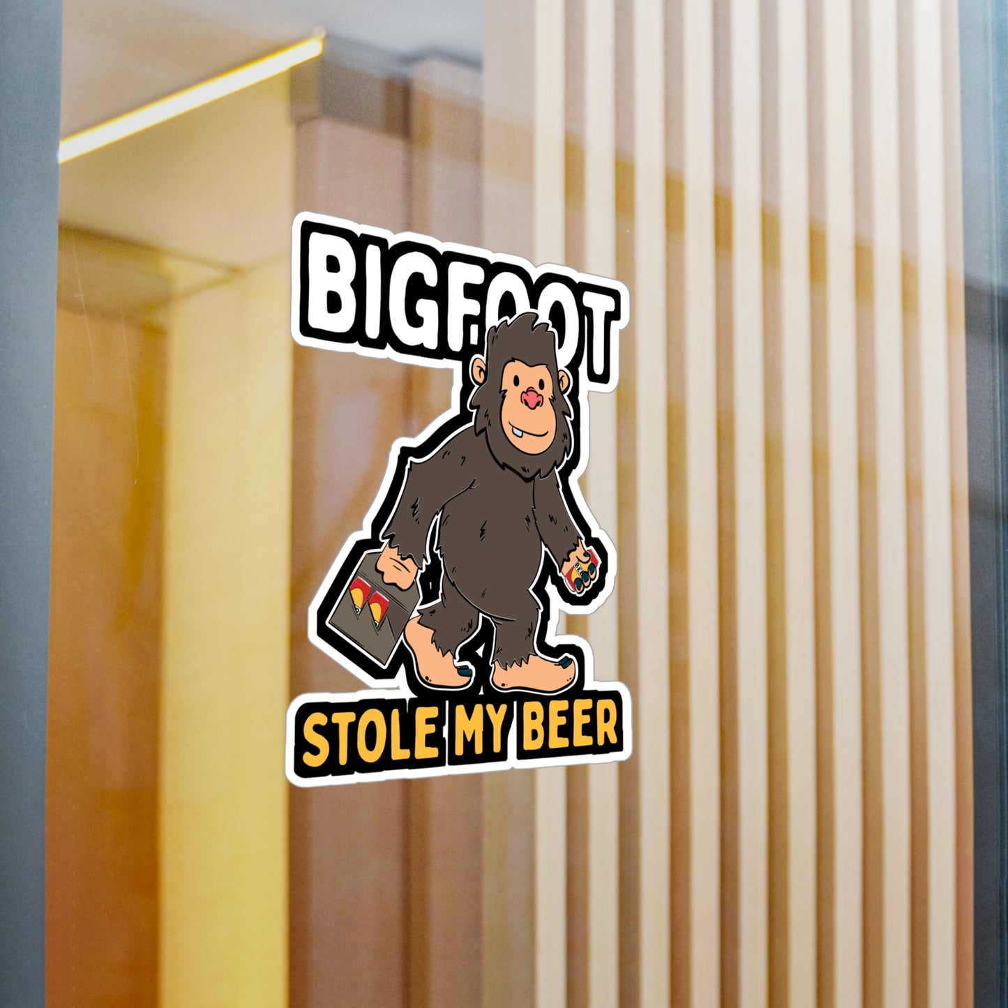 Bigfoot Stole My Beer - Beer Sticker for Car Window Laptop Sticker. Water Bottle Sticker, Vinyl Drinking Decal, Liquor Sticker - Beer Gift