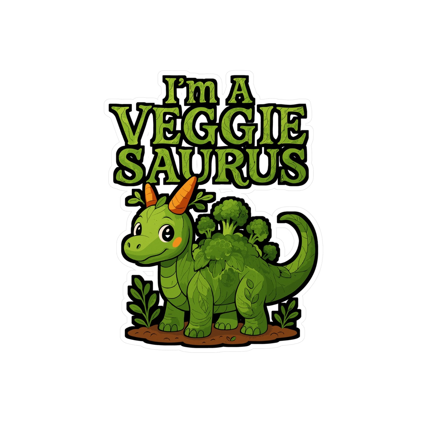 I'm A Veggie Saurus – Vinyl Sticker for Laptop or Water Bottle | Plant Powered Dinosaur Gift, Vegan Humor Decal