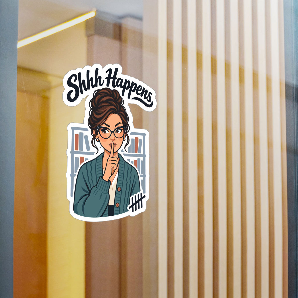 Librarian Sticker - Shhh Happens, Fabulous Unicorn with Magical Charm, Decals for Laptop and Water Bottle