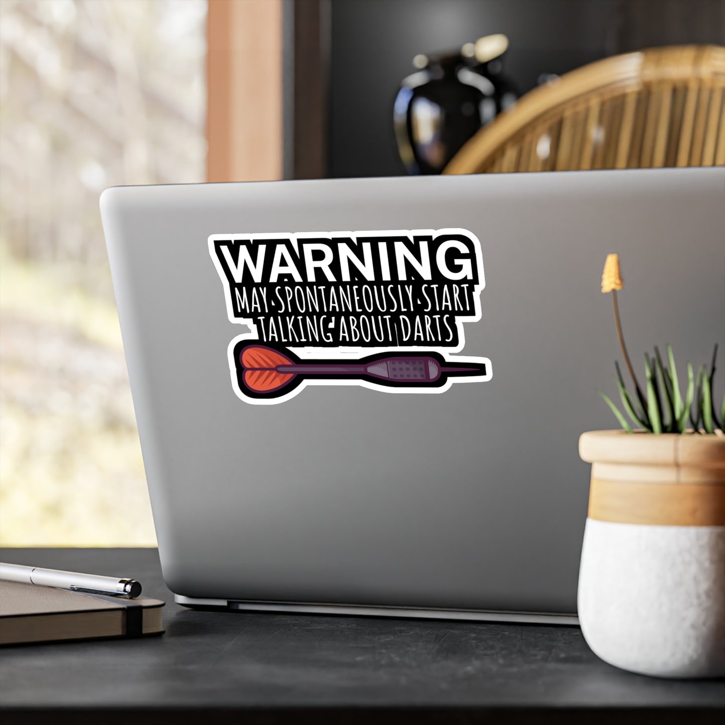 Warning May spontaneously start talking about darts - Darts Sticker for Wall, Laptop, Window, Truck, Car Darts Gift Vinyl Darts Decal Sticker