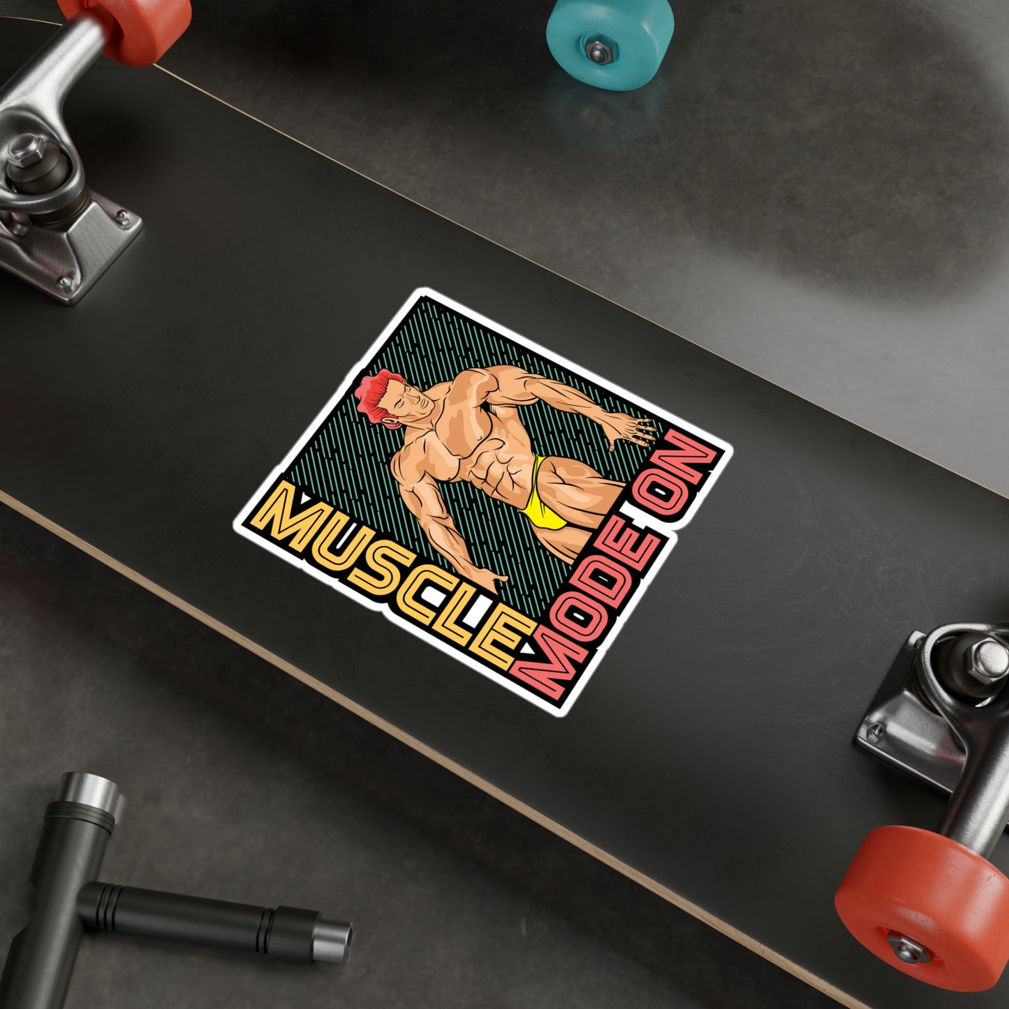 Muscle Mode On - Workout Sticker for Car Window Laptop Sticker. Water Bottle Sticker, Vinyl Gym Decal, Fitness Sticker - Workout Gift