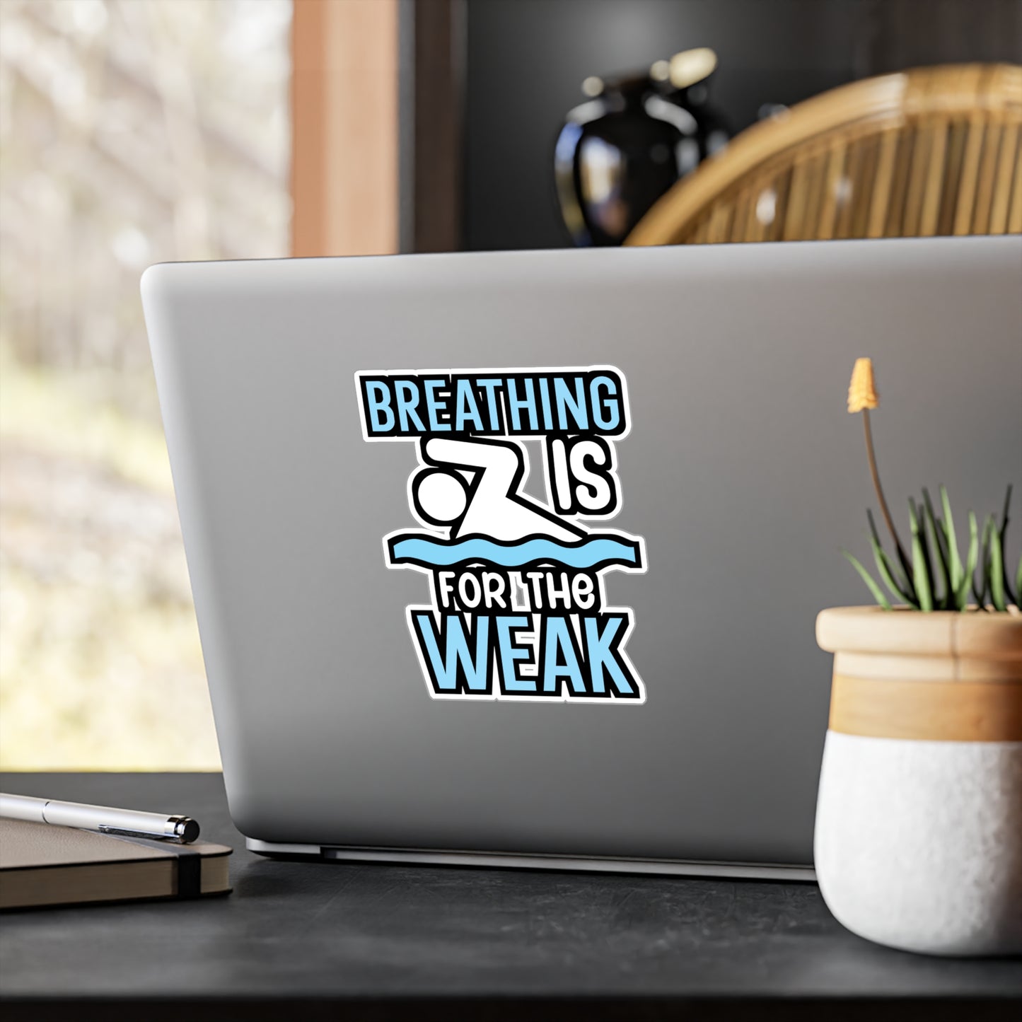 Breathing is for the weak - Swimmer Sticker for Wall, Laptop, Window, Truck, Car Swimmer Gift Vinyl Swimming Decal Sticker