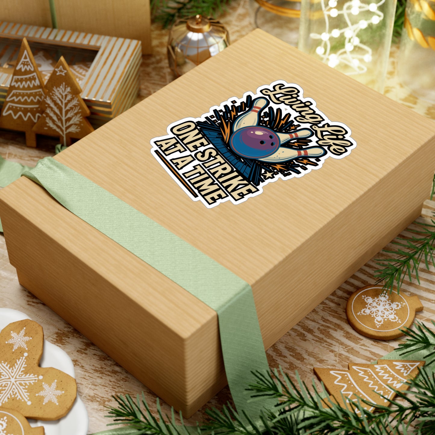 Living Life One Strike At A Time – Bowling Sticker for Laptop or Water Bottle | Funny Gutter Vinyl Decal Gift