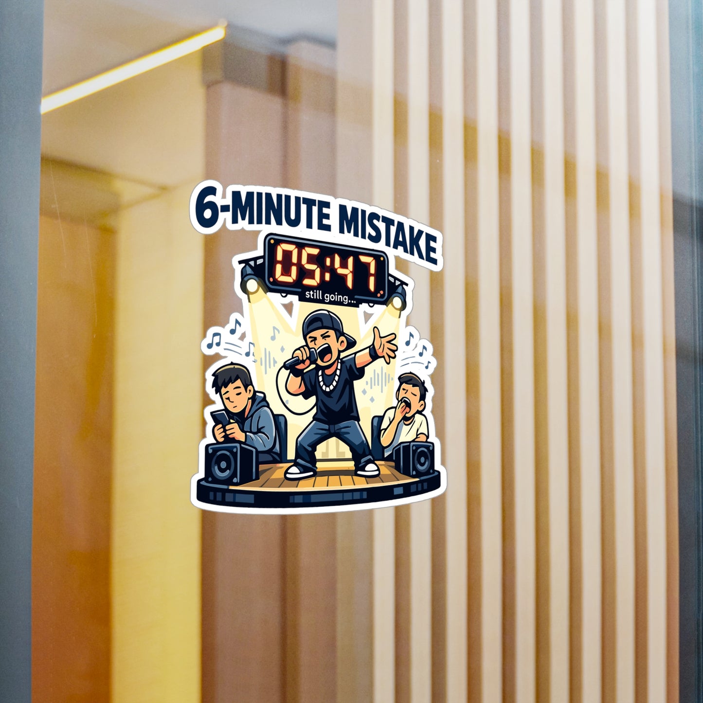 Karaoke Sticker "6-minute mistake" Funny Decals for Laptop or Water Bottle, Waterproof Vinyl Music Beer Booze Design