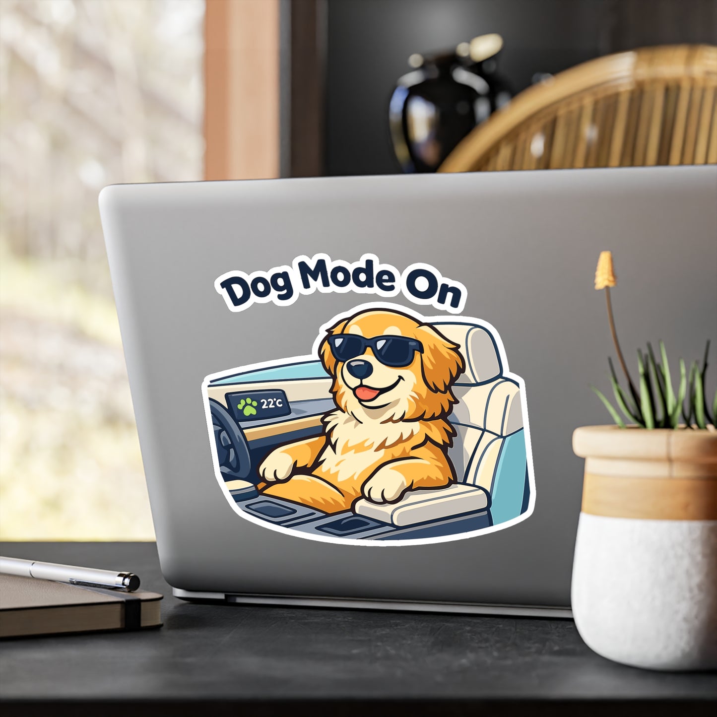 Electric Car Sticker Dog Mode On – Funny Waterproof Vinyl Decals for Electric Vehicle, Rechargeable Battery Laptop, Water Bottle