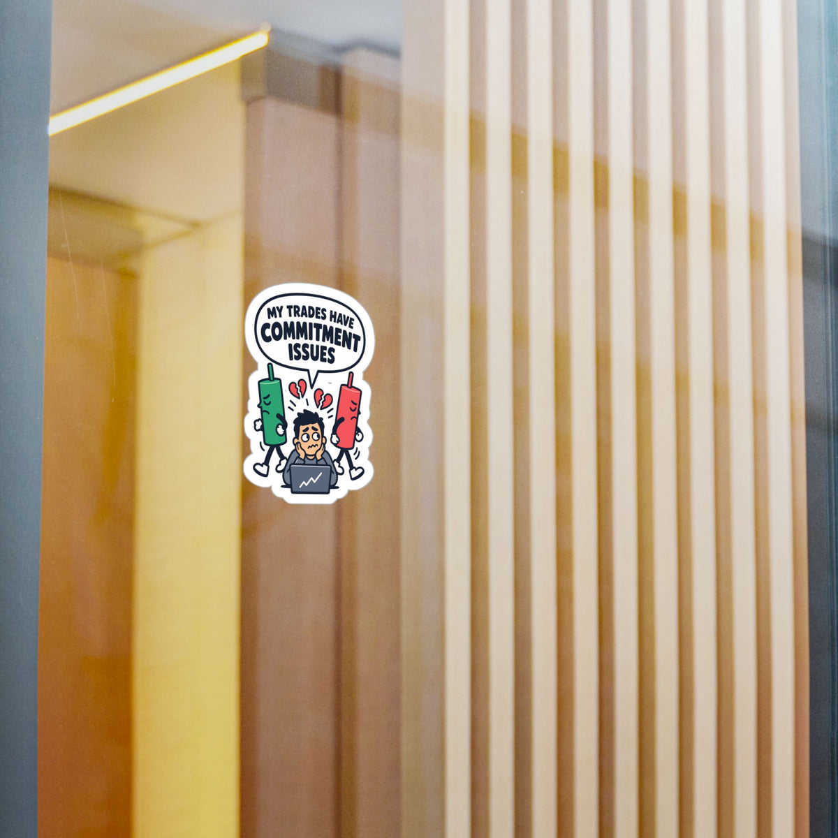 Day Trading Sticker - My Trades Have Commitment Issues - Funny Stock Market & Forex Trader Decals for Laptop or Water Bottle