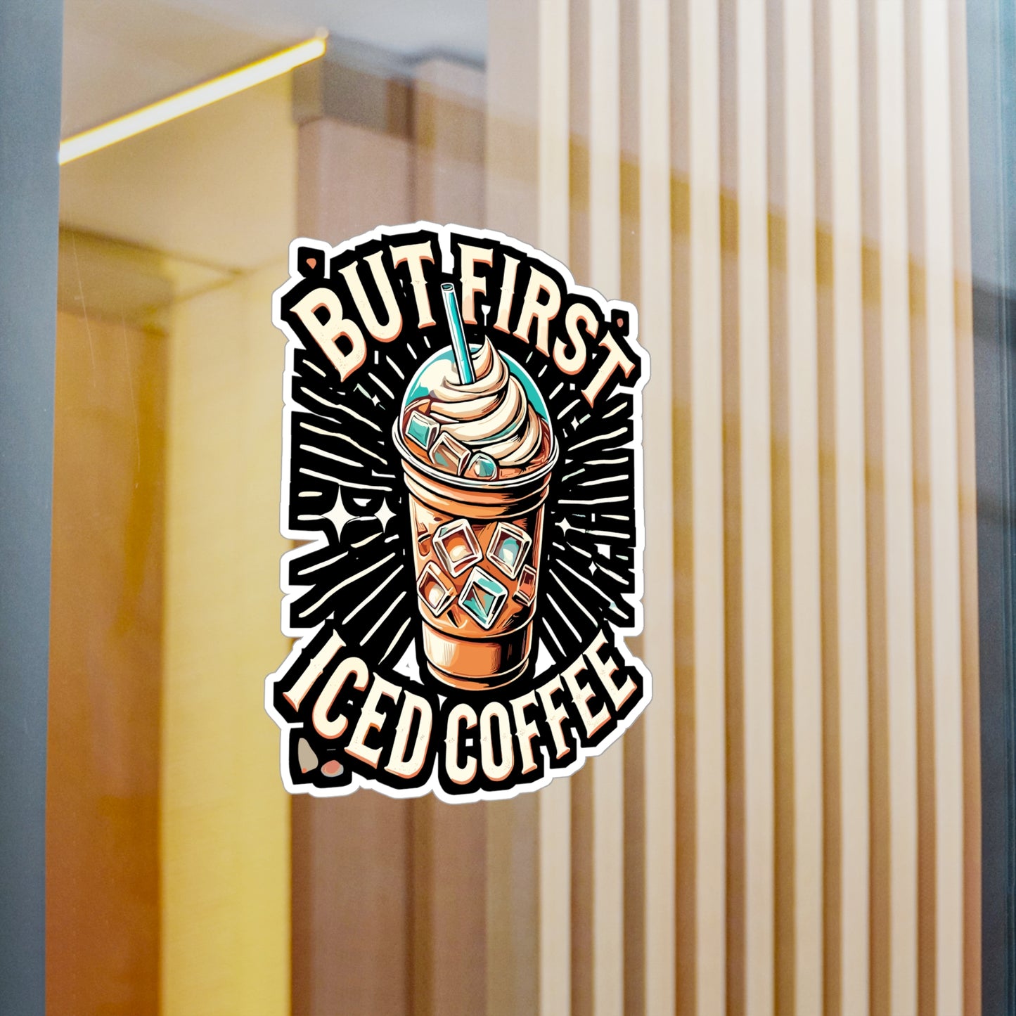 But First Iced Coffee - Iced coffee Sticker for Laptop Sticker. Water Bottle Sticker, Vinyl Coffee lover Decal - Iced coffee Gift