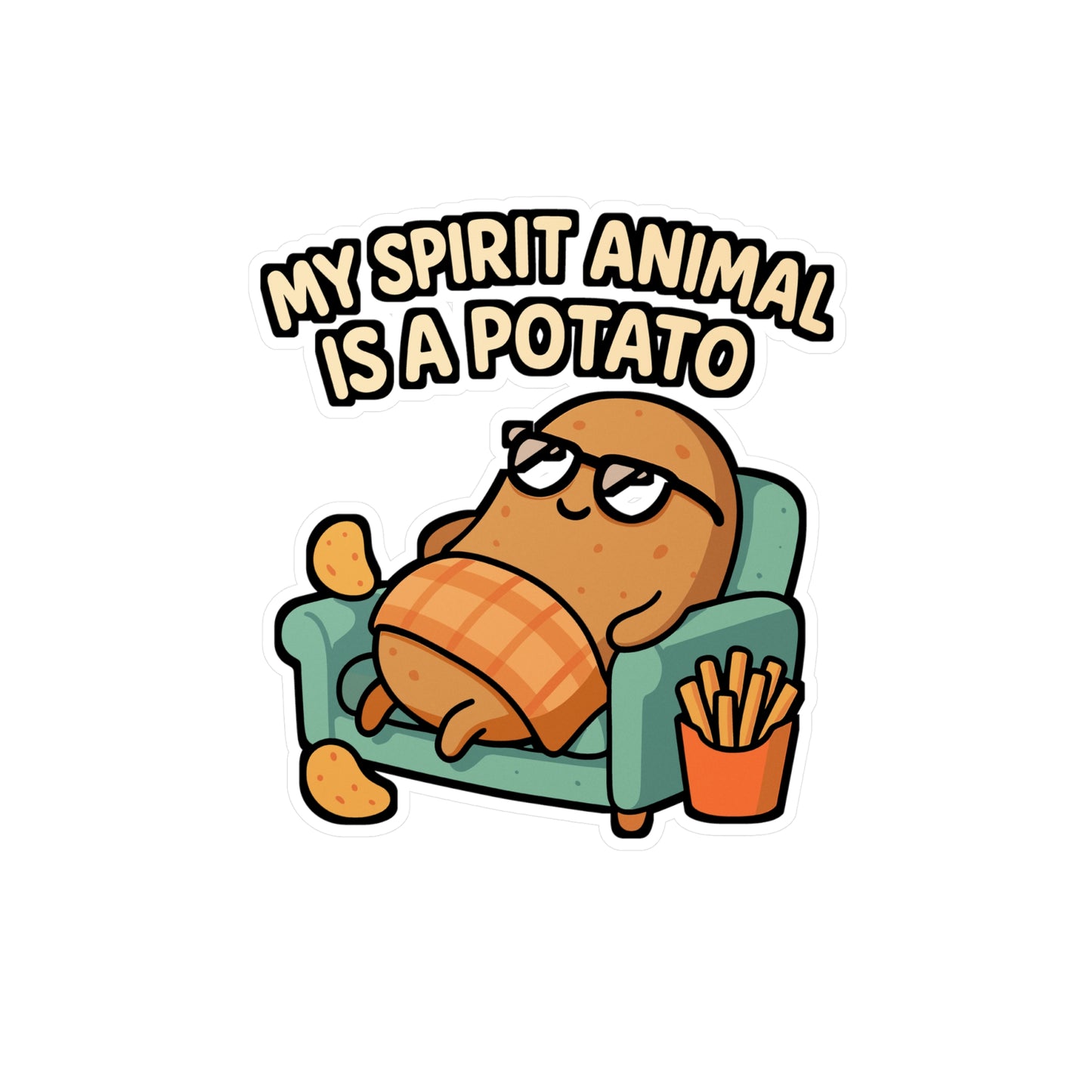 My Spirit Animal Is a Potato – Funny Vinyl Sticker for Laptop or Water Bottle | Vegan Humor Gift, Cute Plant-Based Decal
