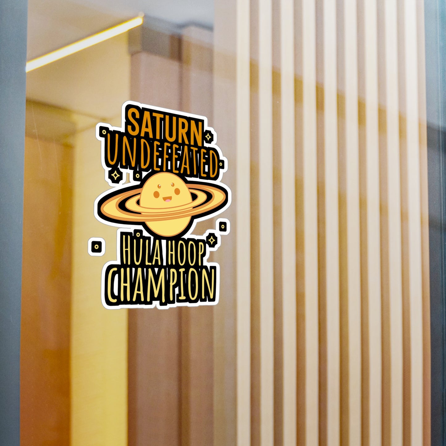 Saturn Undefeated Hula Hoop Champion - Astronaut Sticker for Wall, Laptop, Window, Truck, Car Astronaut Gift Vinyl Asteroid Decal Sticker