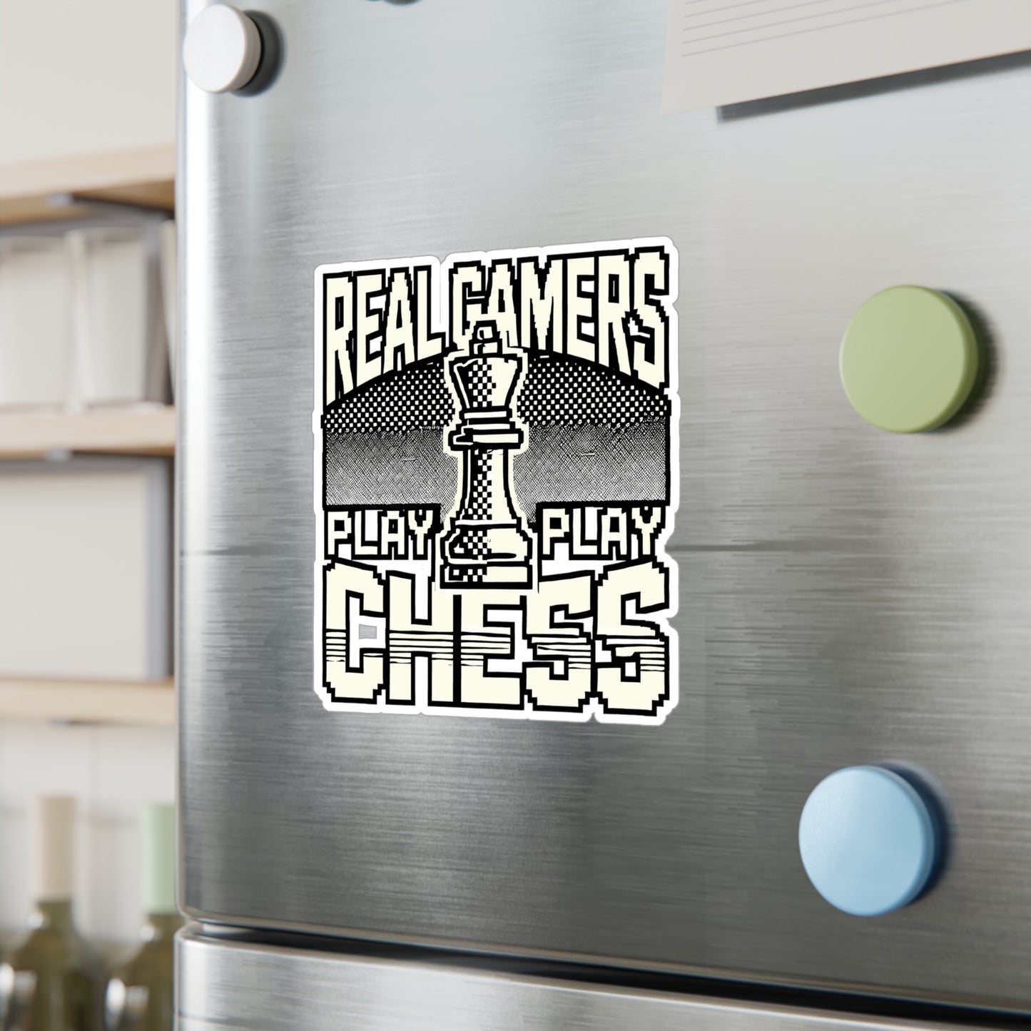 Real Gamers Play Chess – Vinyl Gaming Decal for Car, Laptop & Water Bottle | Chess Gift, Chess Moves Sticker
