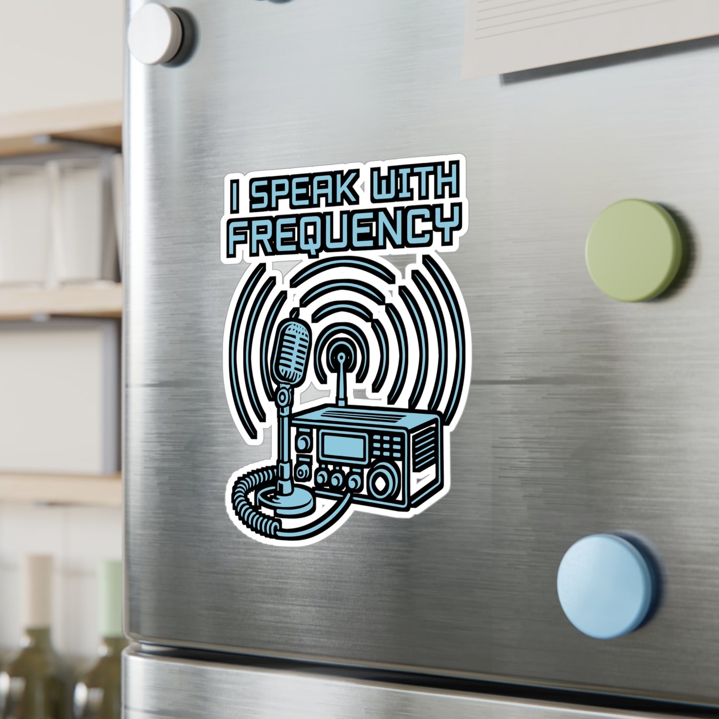 I Speak With Frequency – Ham Radio Sticker | Vinyl Decal for Laptop or Water Bottle | Amateur Radio Gift