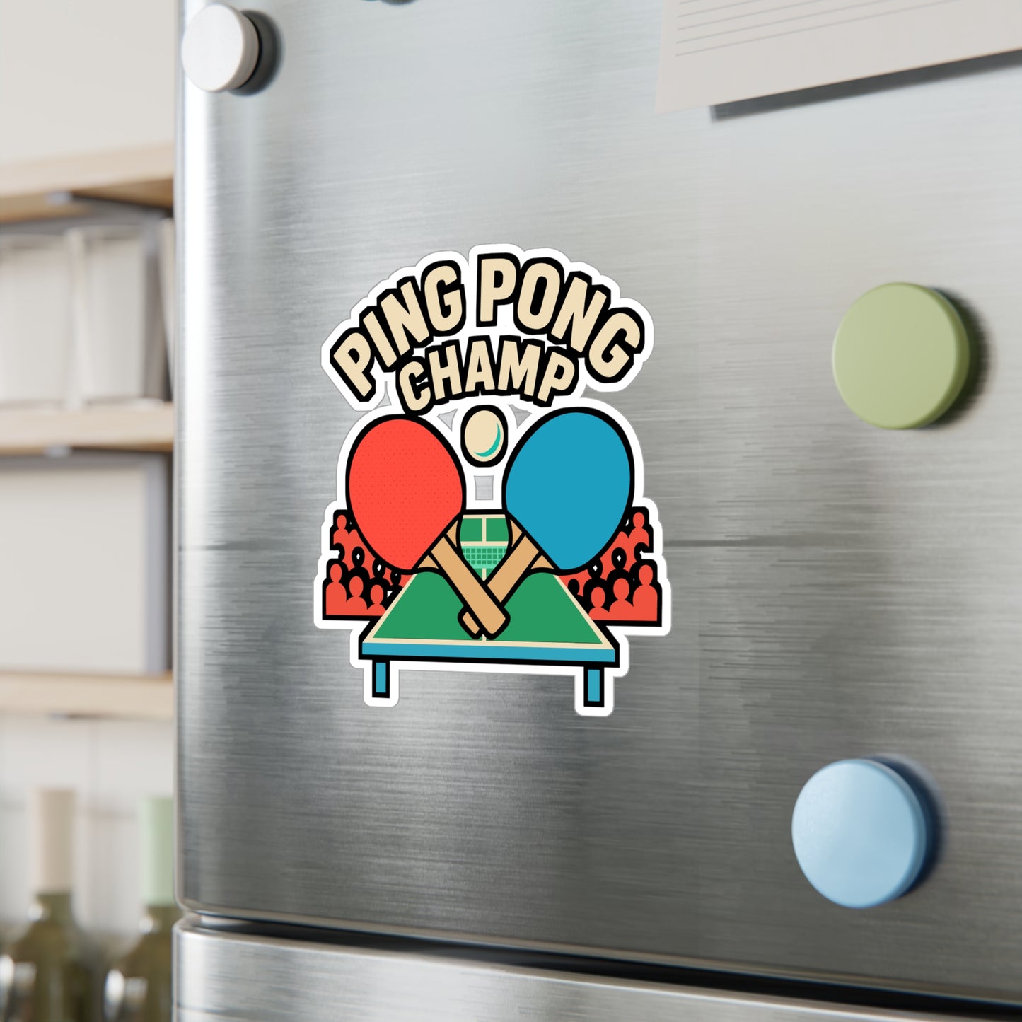 Ping Pong Champ – Vinyl Sticker for Laptop or Water Bottle | Funny Table Tennis Gift, Sports Decal